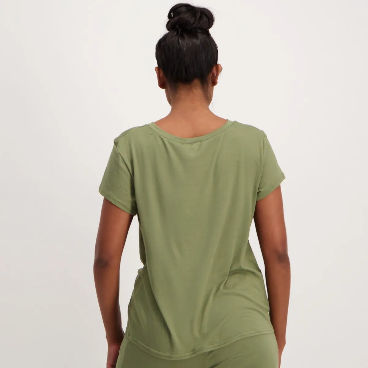 Ladies Front Knot Basic T-Shirt - Green