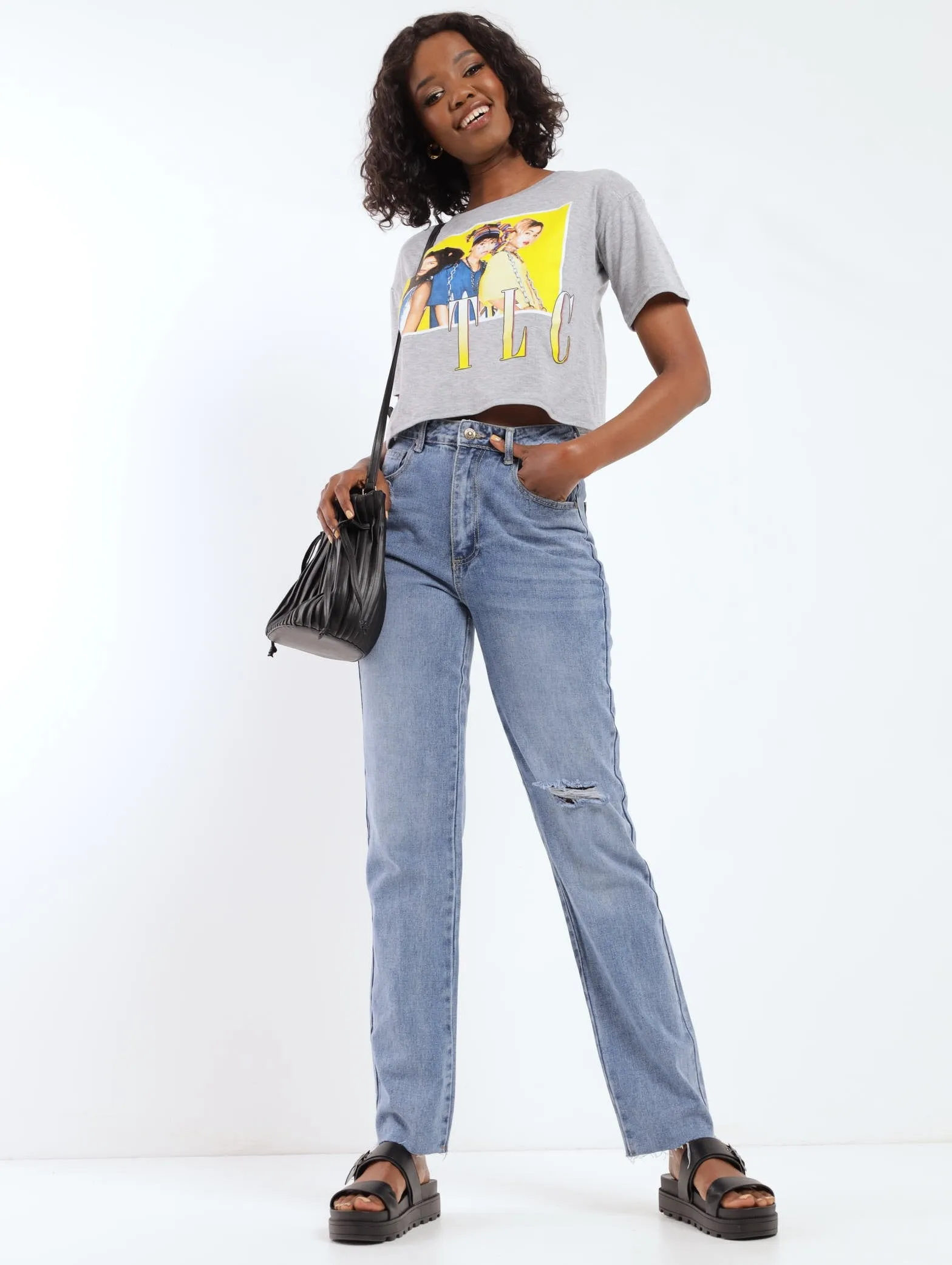 Ladies TLC Boxy Tee - Grey Melange