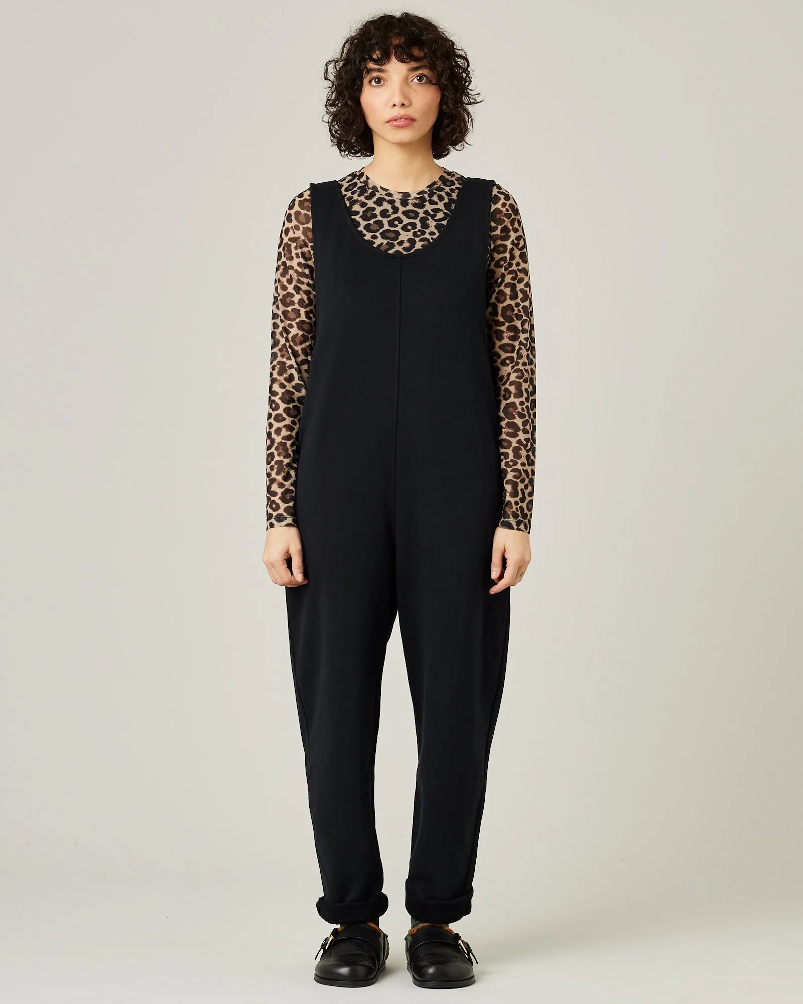 Laura Black Cotton Jersey Jumpsuit
