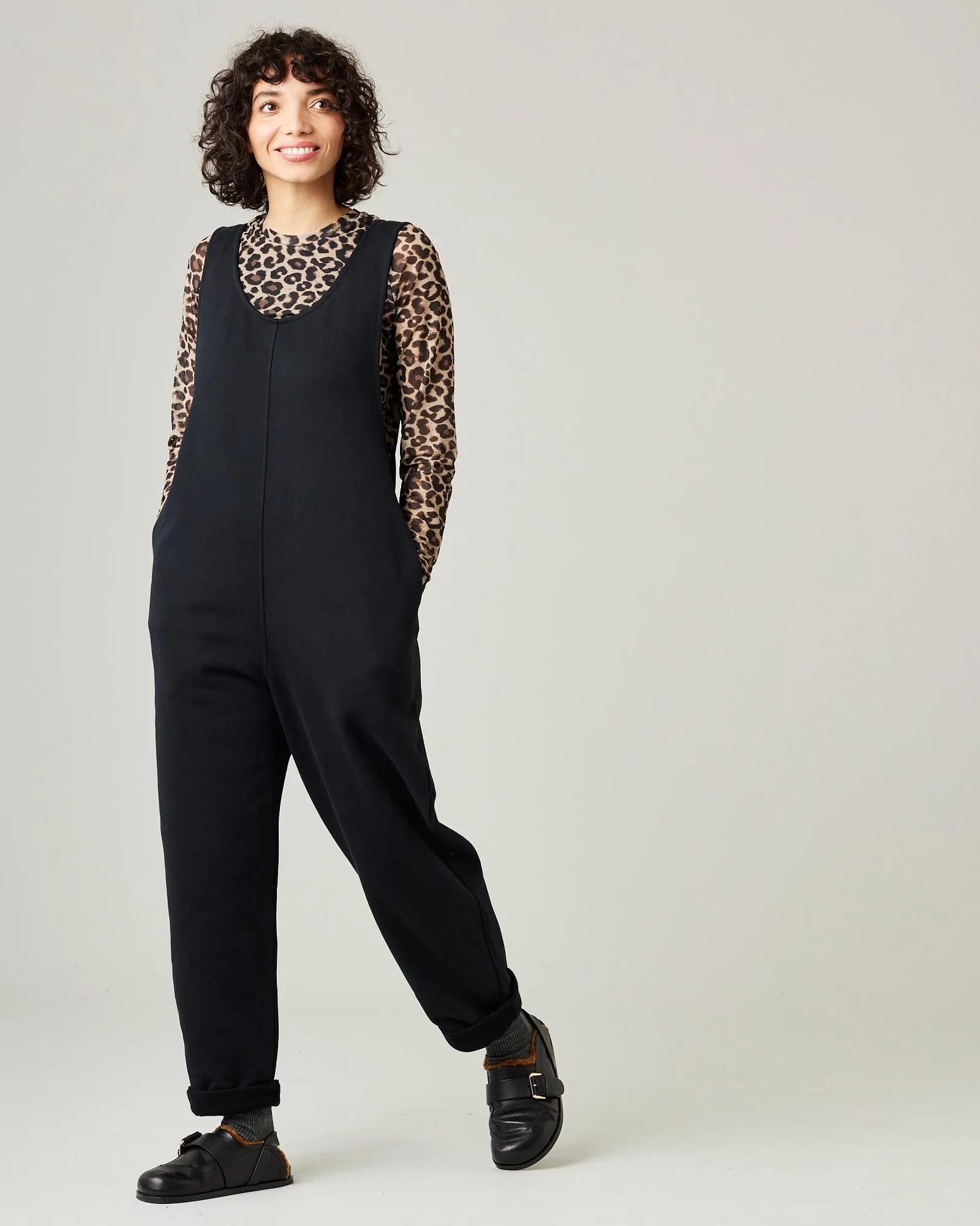 Laura Black Cotton Jersey Jumpsuit