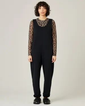 Laura Black Cotton Jersey Jumpsuit