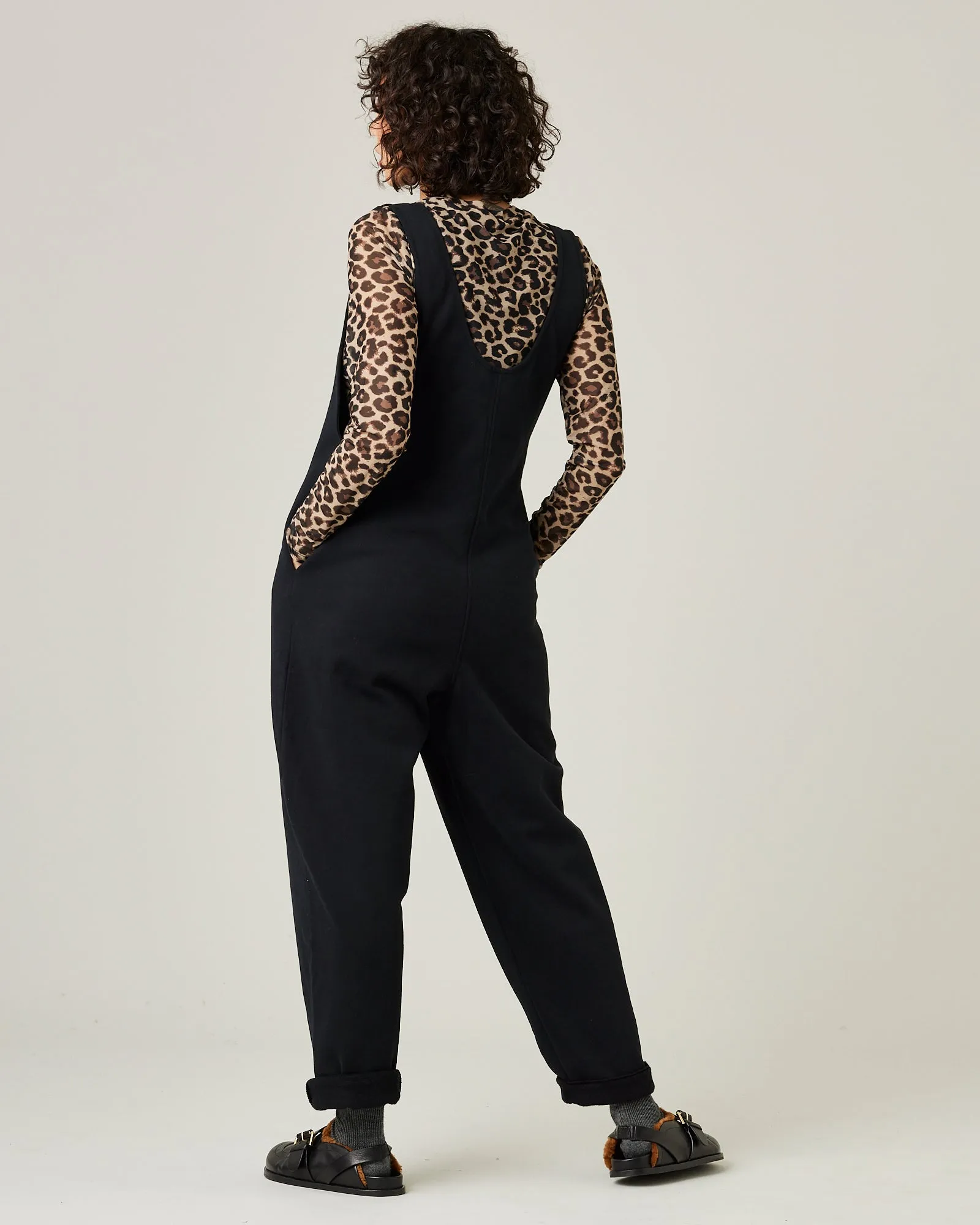 Laura Black Cotton Jersey Jumpsuit