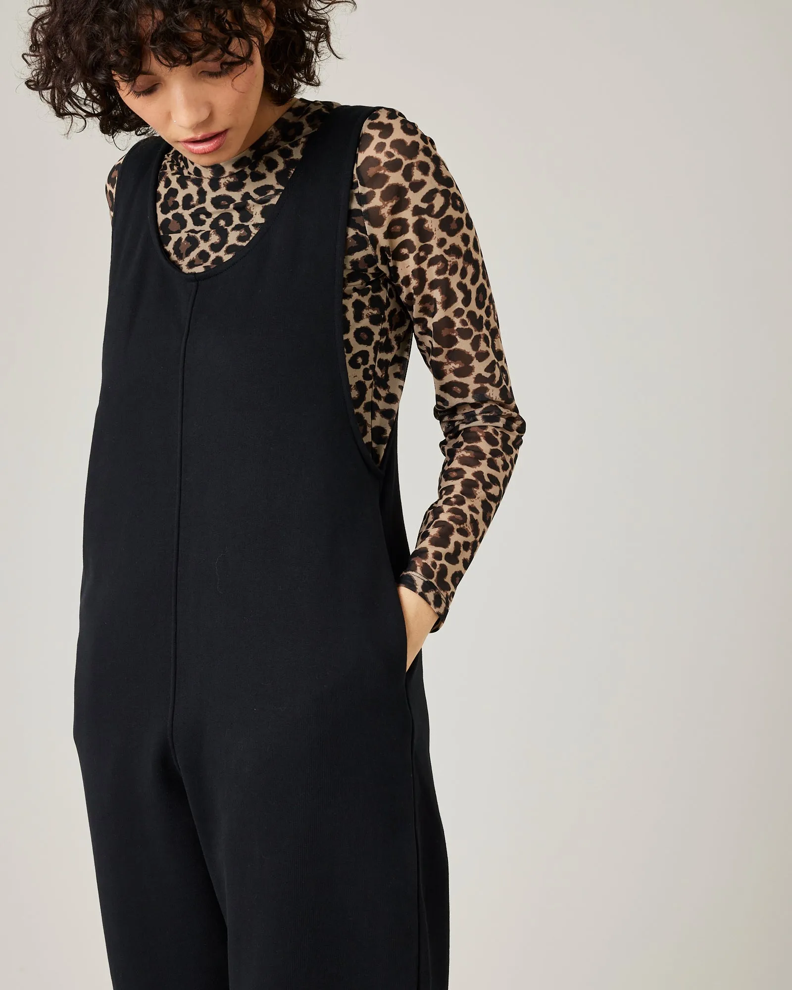 Laura Black Cotton Jersey Jumpsuit