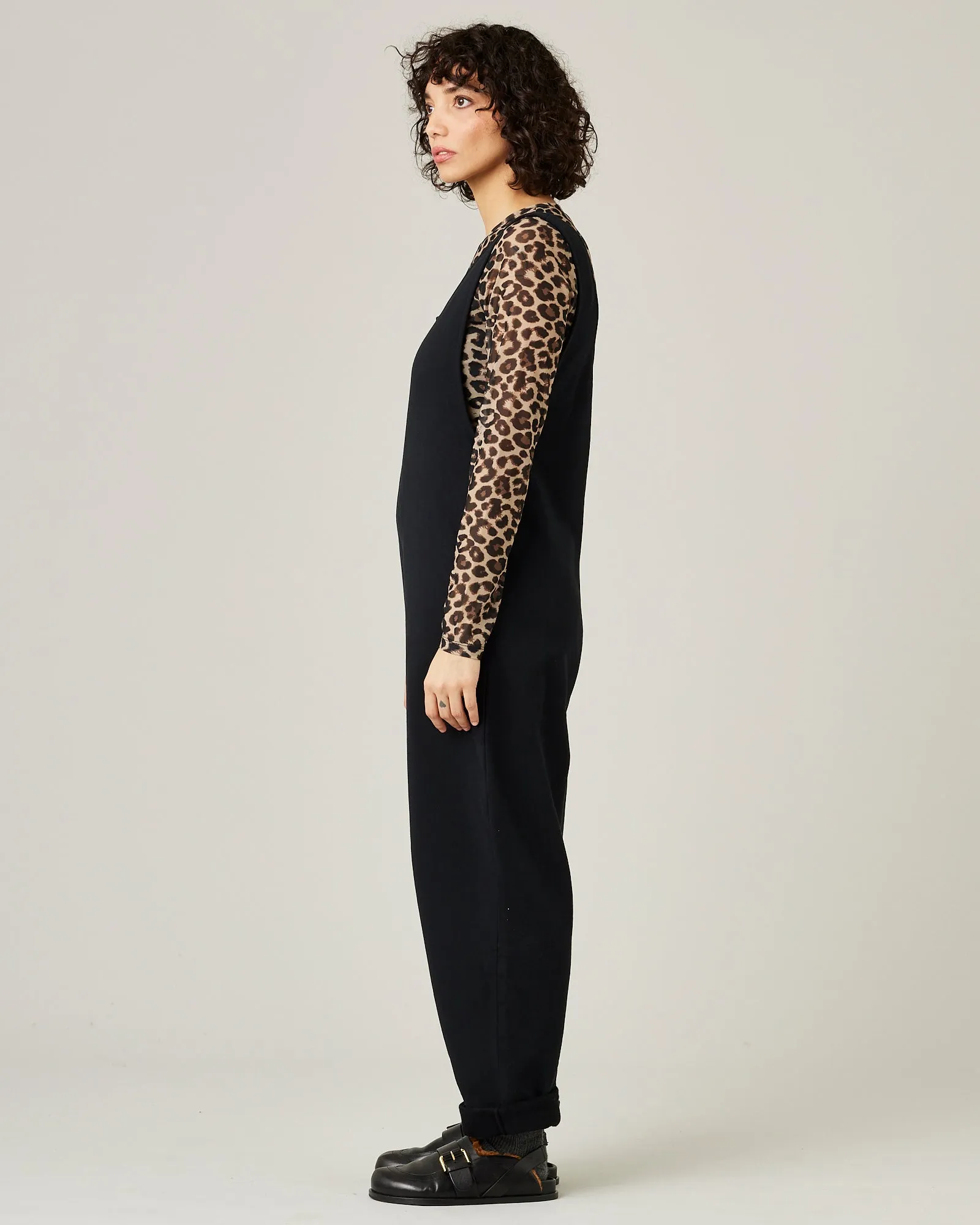 Laura Black Cotton Jersey Jumpsuit
