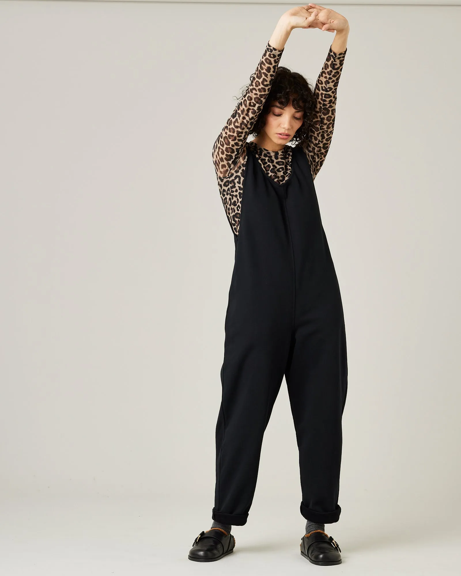 Laura Black Cotton Jersey Jumpsuit