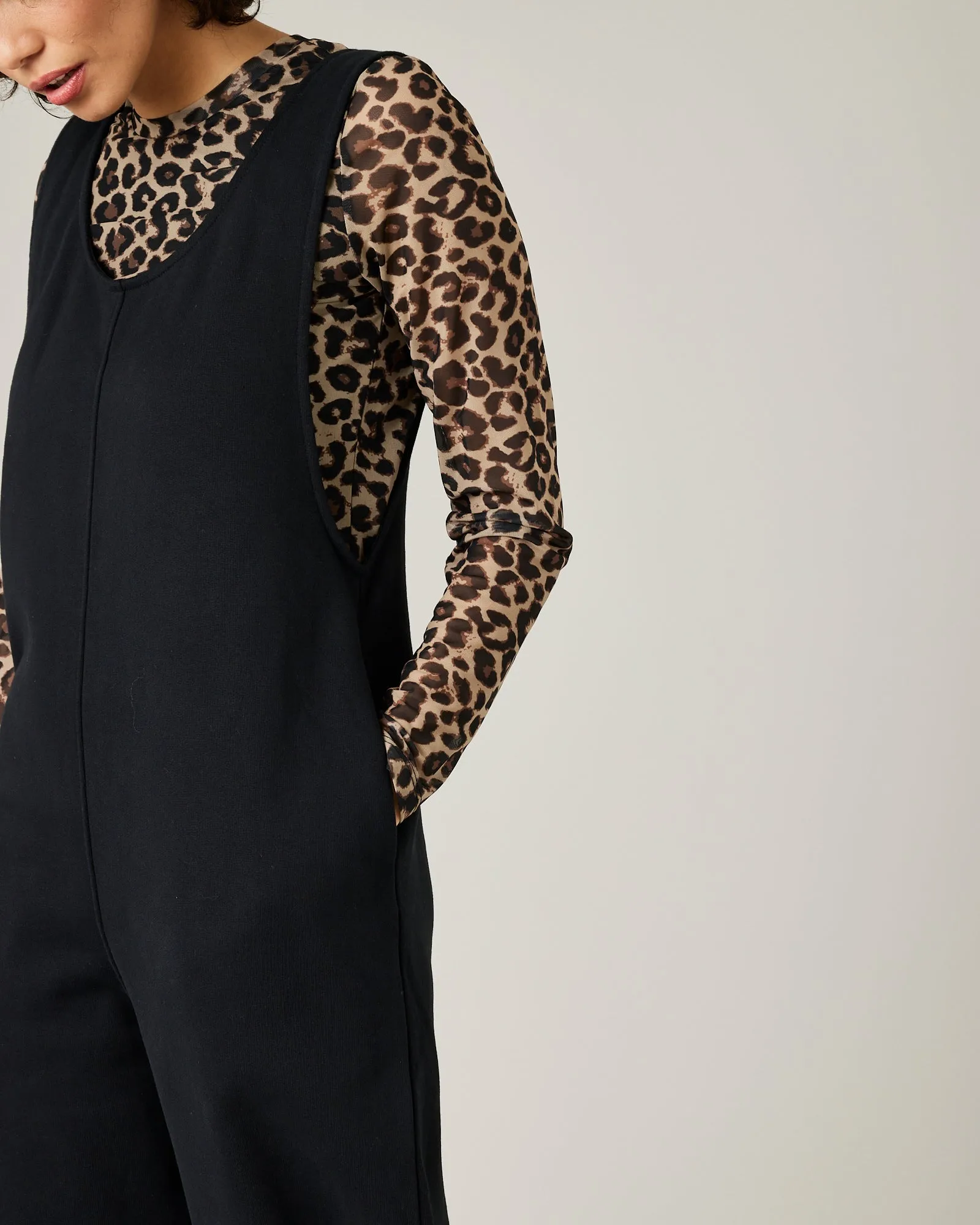 Laura Black Cotton Jersey Jumpsuit