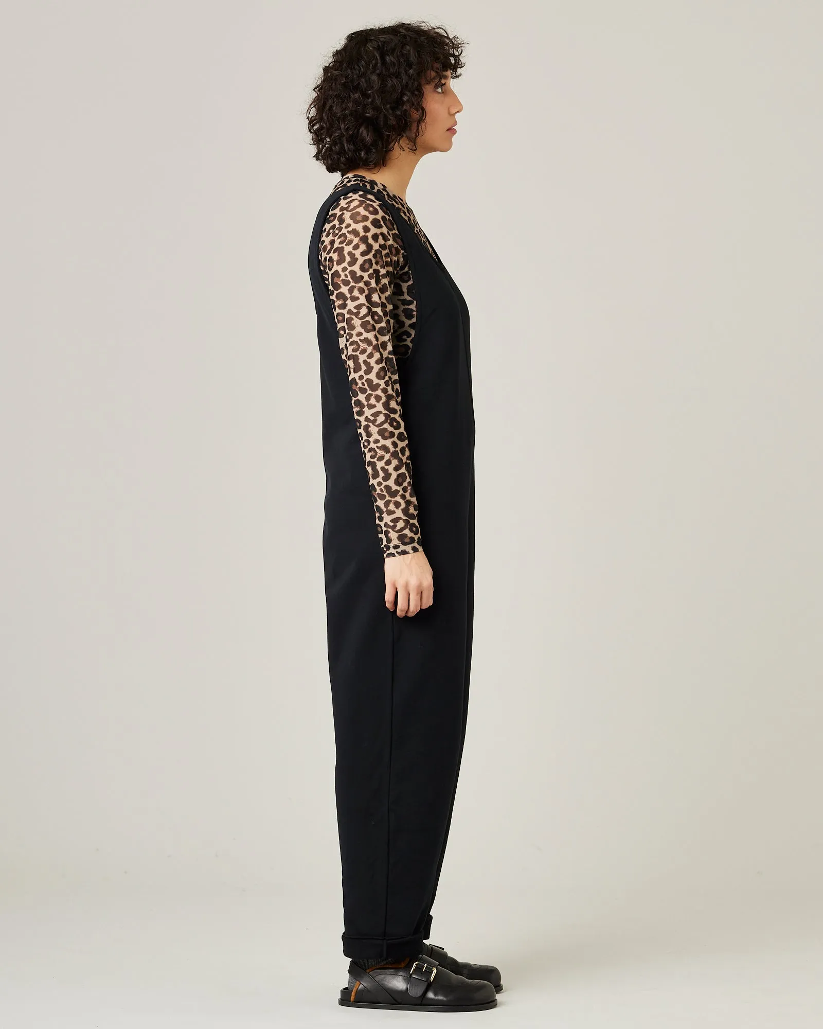Laura Black Cotton Jersey Jumpsuit