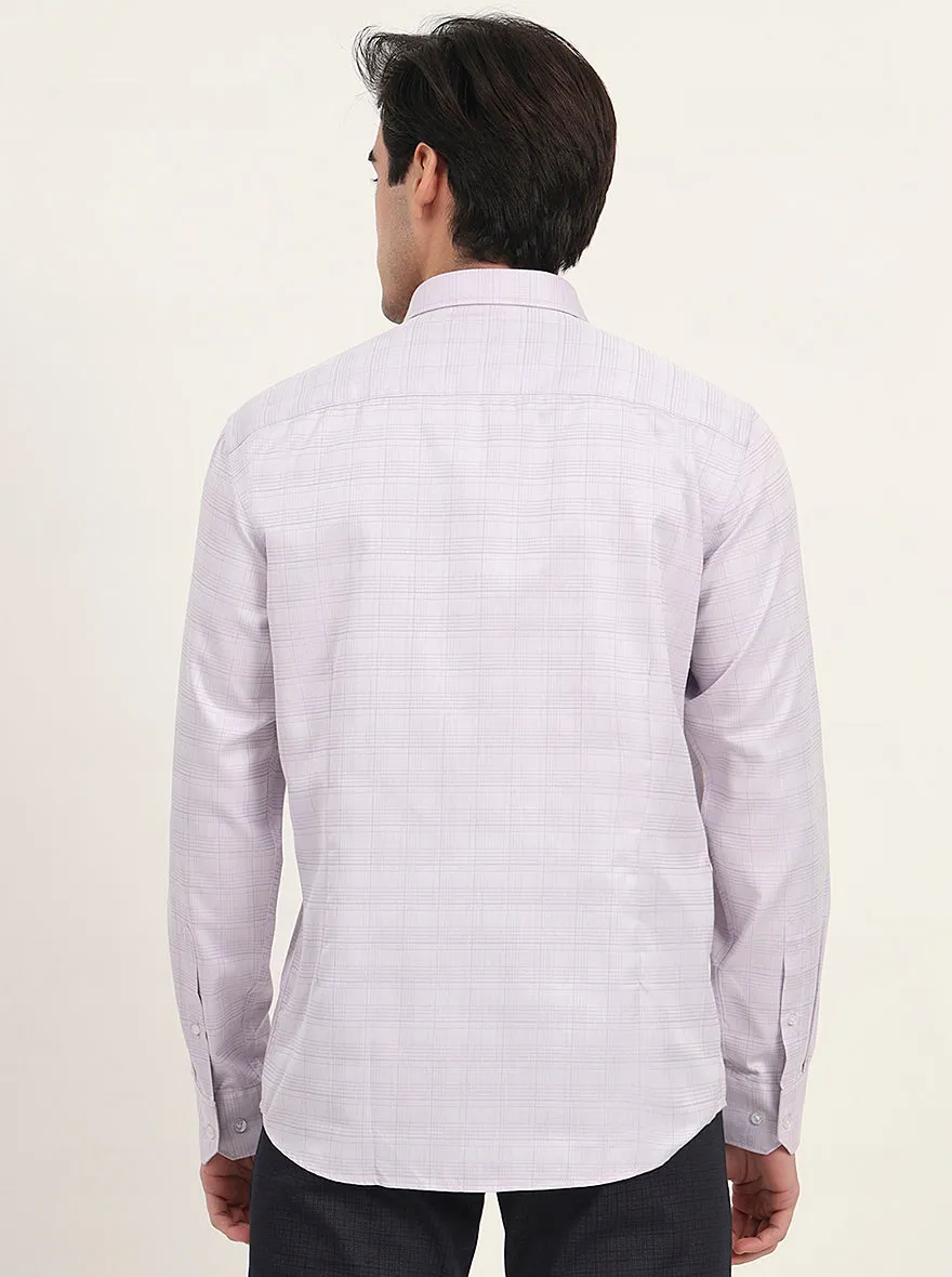 Lavender Checked Slim Fit Semi Casual Shirt | Greenfibre