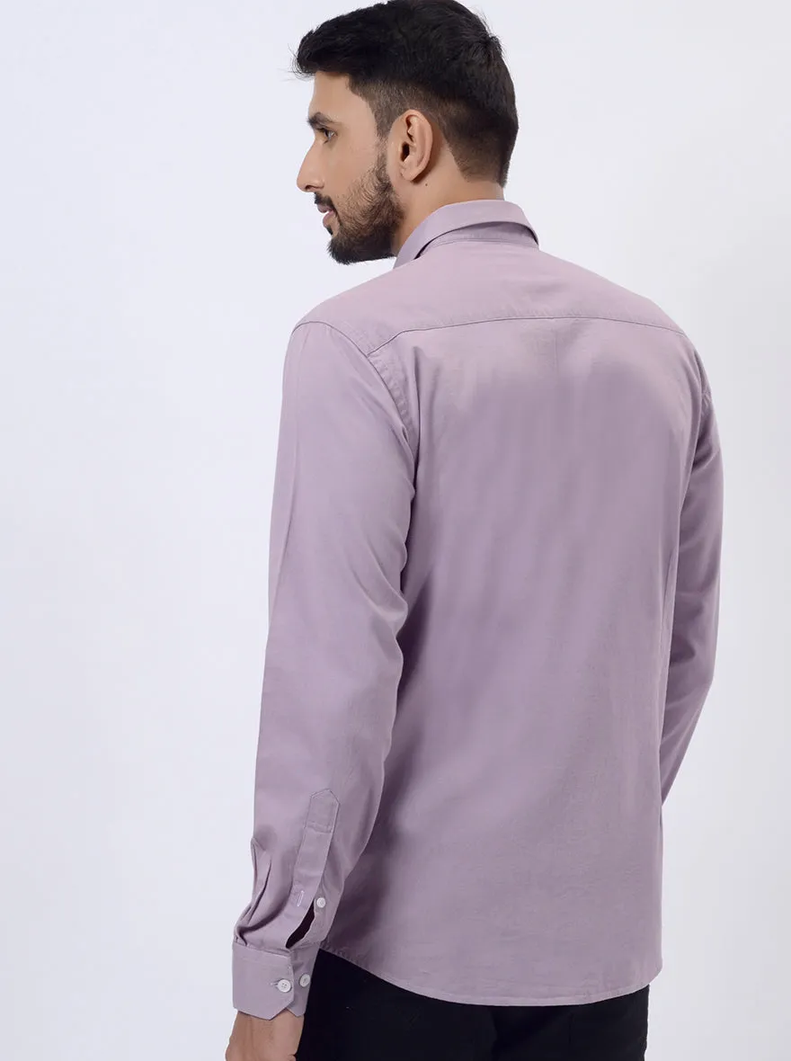 Lavender Solid Slim Fit Semi Casual Shirt | JadeBlue