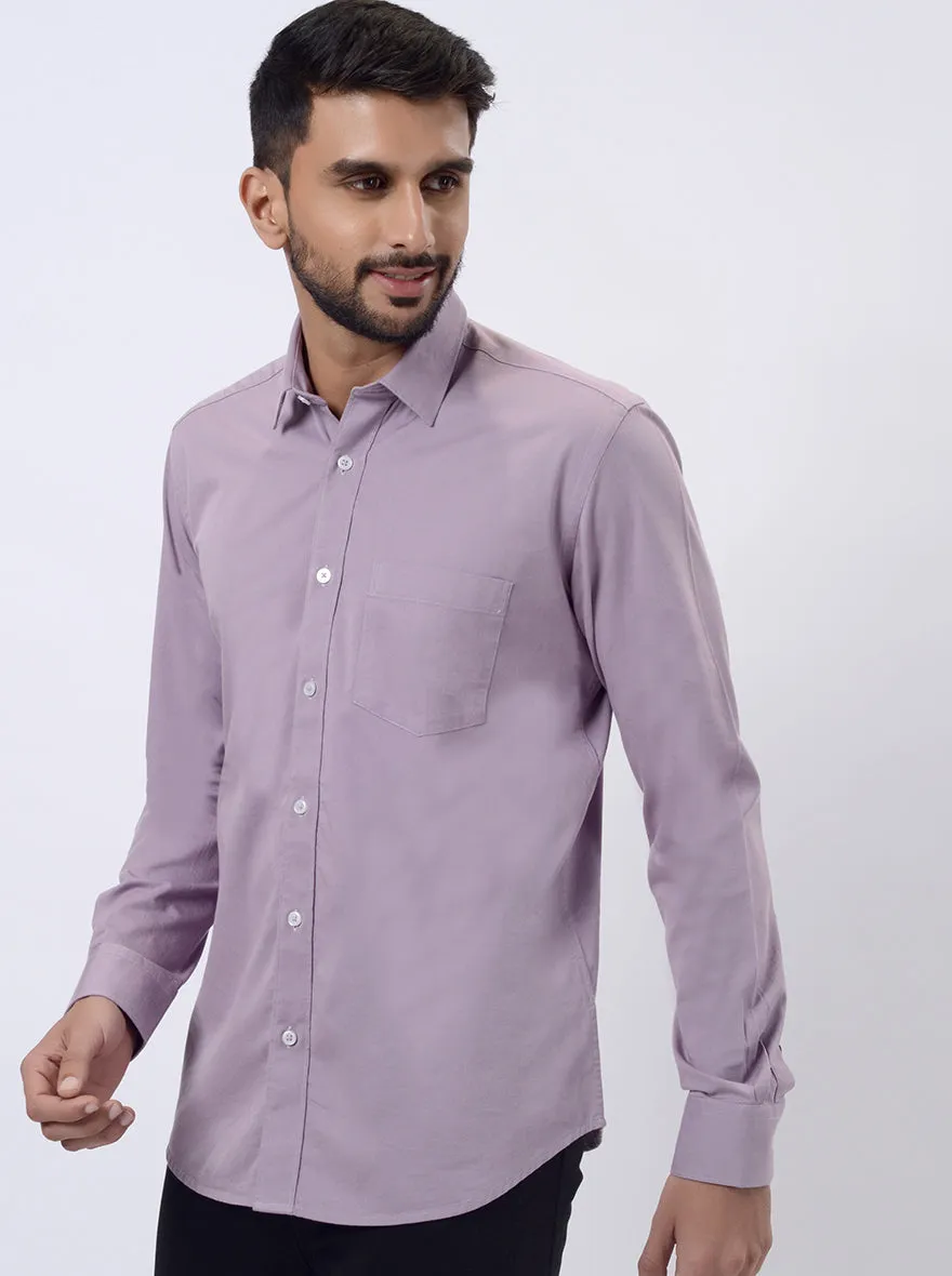 Lavender Solid Slim Fit Semi Casual Shirt | JadeBlue