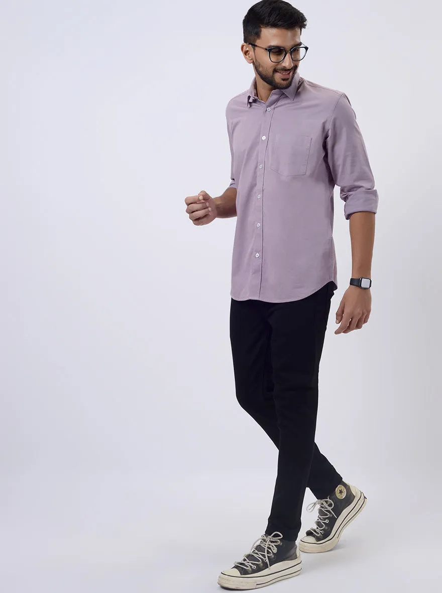 Lavender Solid Slim Fit Semi Casual Shirt | JadeBlue