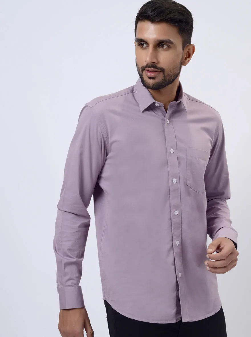 Lavender Solid Slim Fit Semi Casual Shirt | JadeBlue