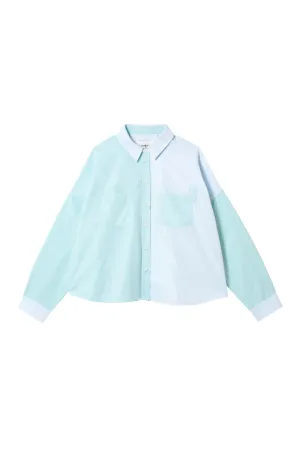 Lela Colourblock Shirt, Pastel Green/ Blue Cotton