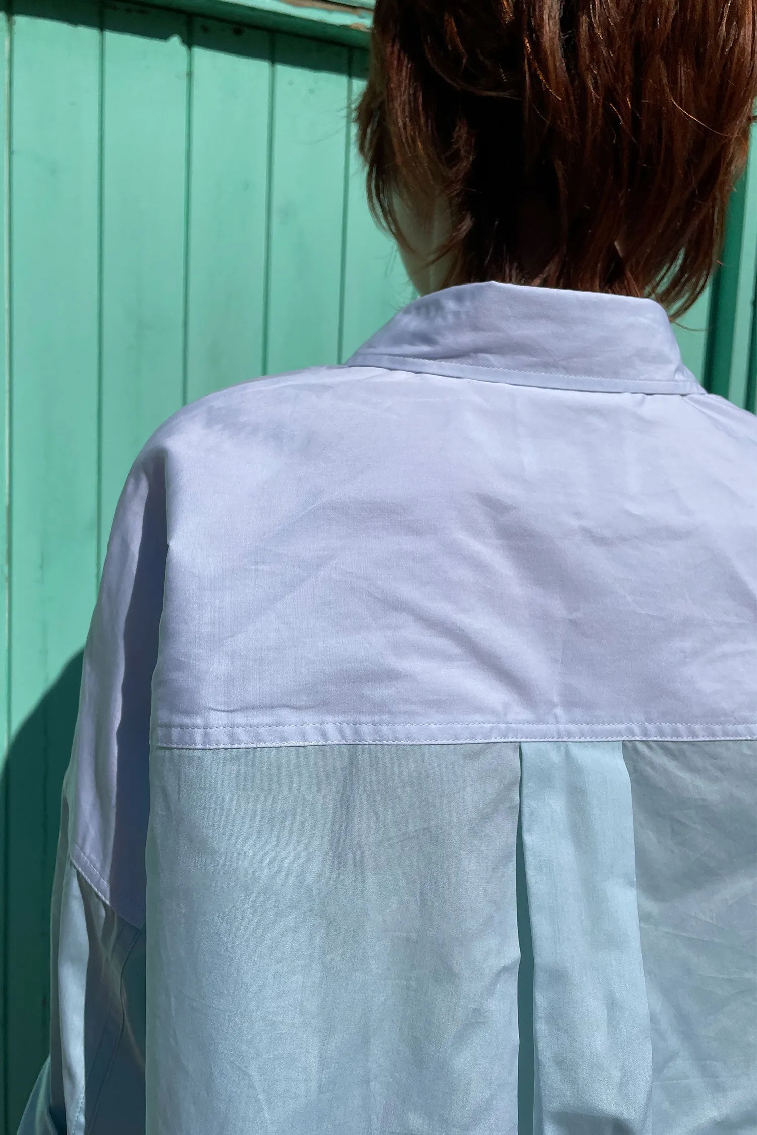 Lela Colourblock Shirt, Pastel Green/ Blue Cotton