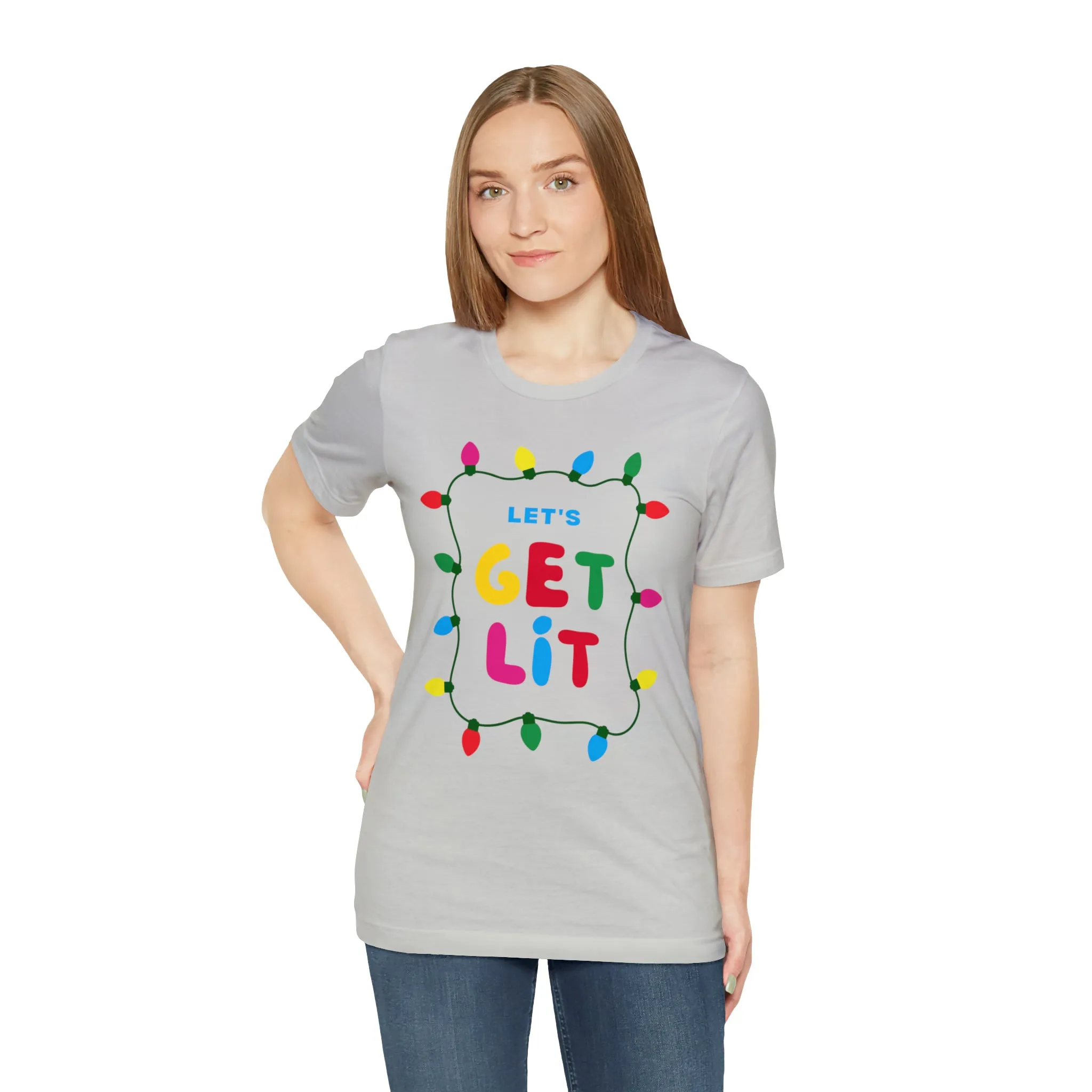 Let's Get Lit Christmas T-Shirt | Funny XMas Tee |  Bella Canvas 3001 Unisex | Happy Holidays Short Sleeve Tshirt