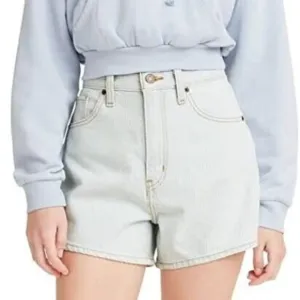 Levi’s High-Waisted Mom Shorts Size 24 Light Blue White Denim Stripey NWT