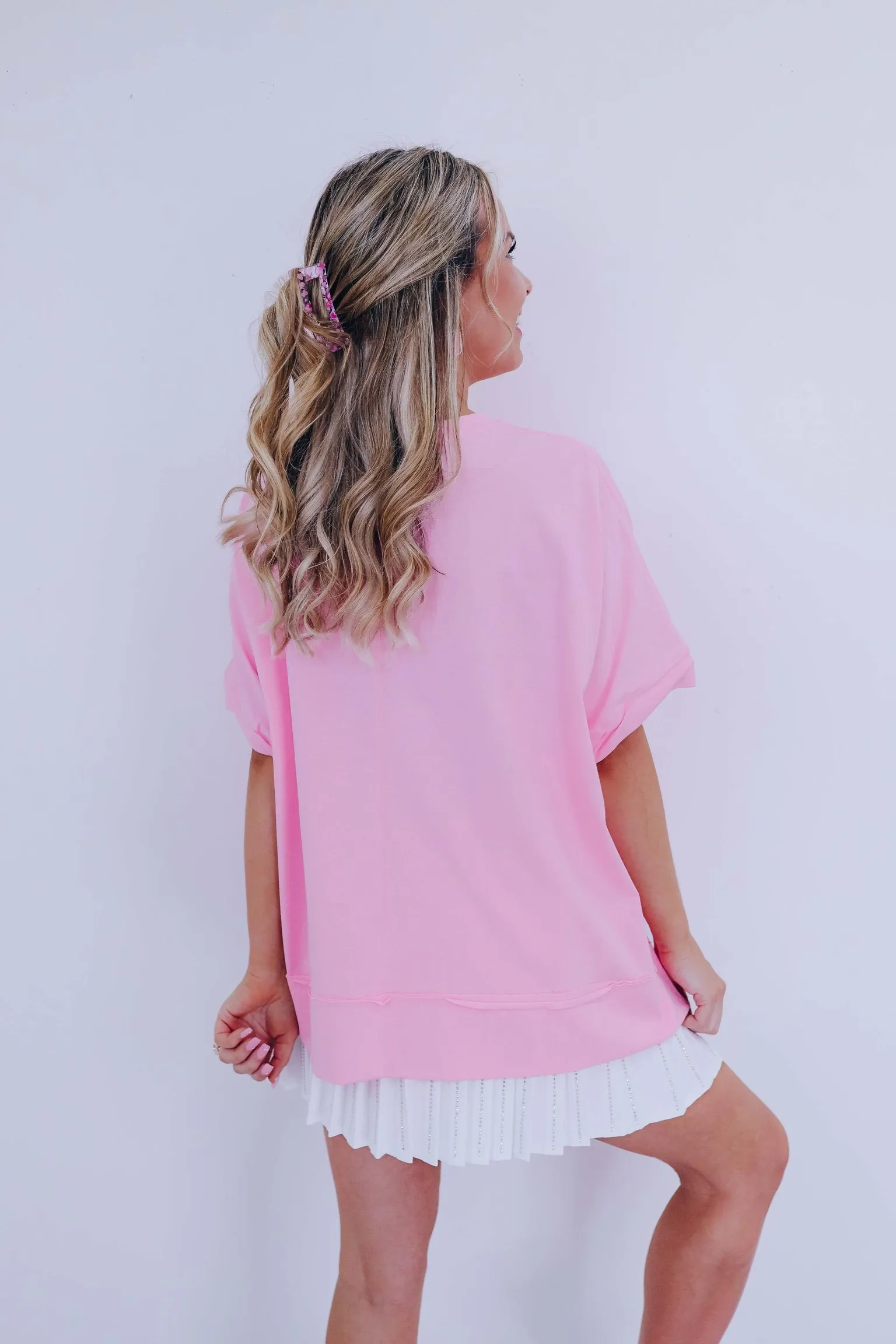 Lobster Sequin Embroidered Top - Pink