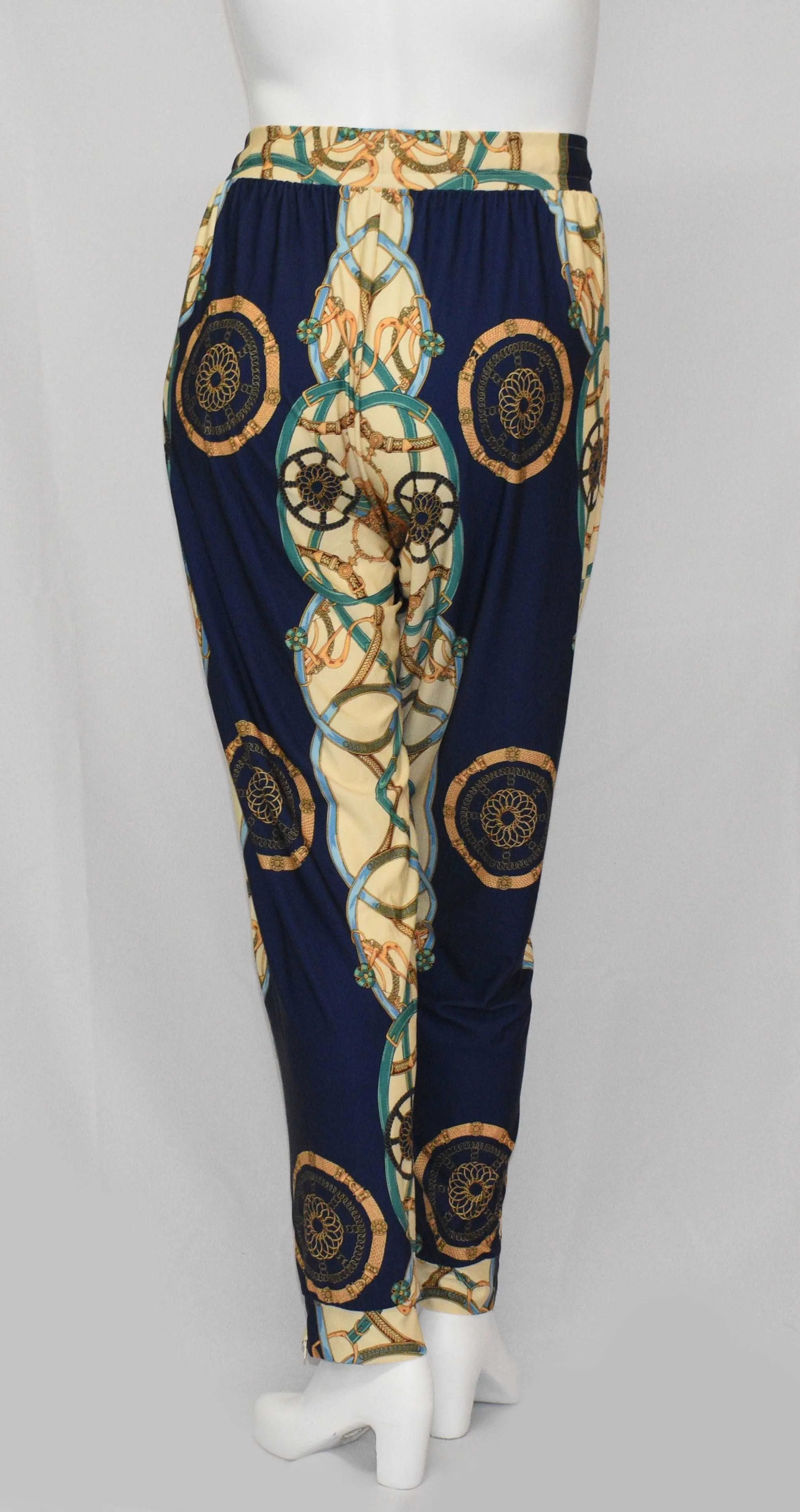 Long Woman Work Pant with Unique Body Print - Blue