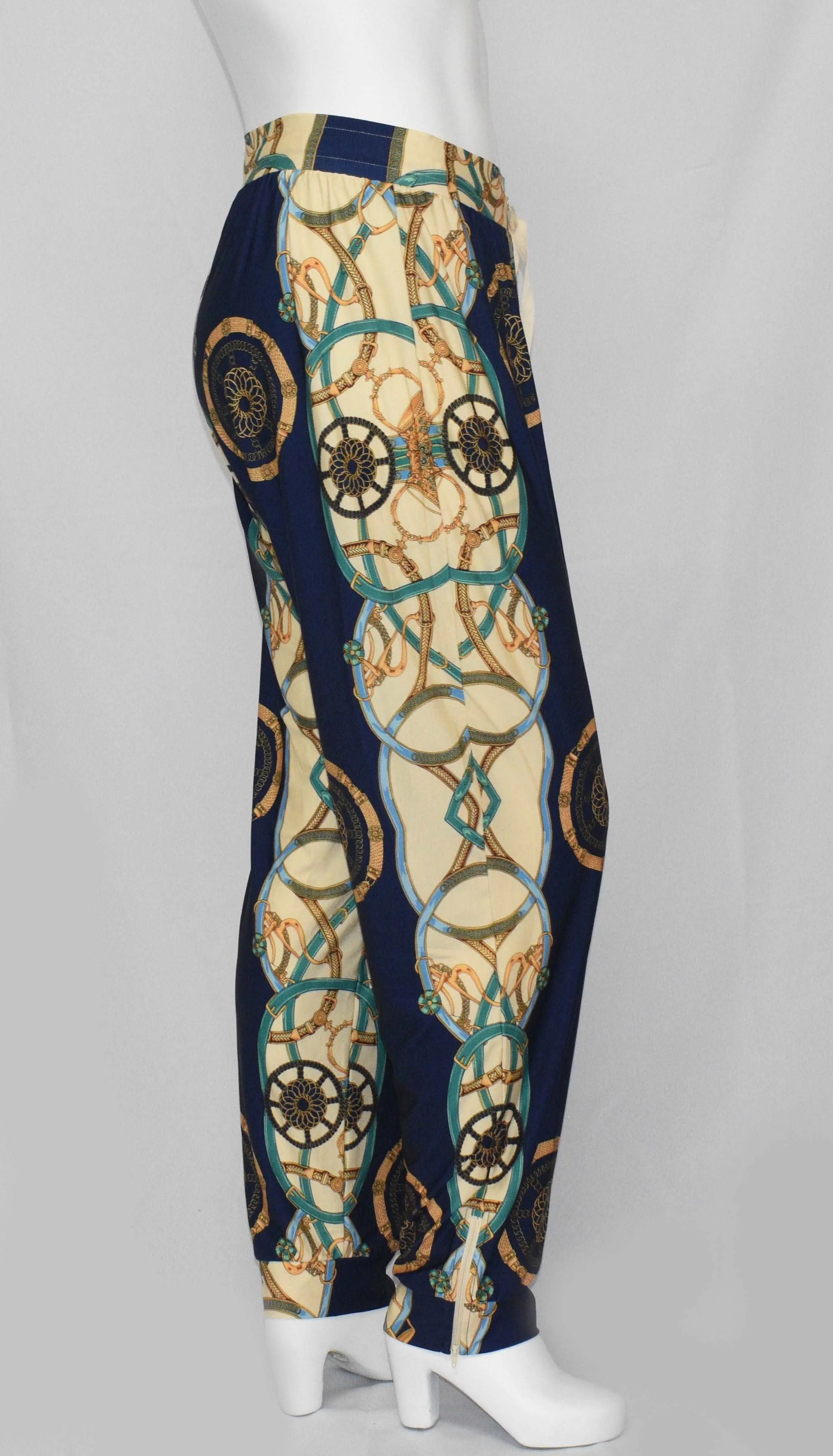Long Woman Work Pant with Unique Body Print - Blue