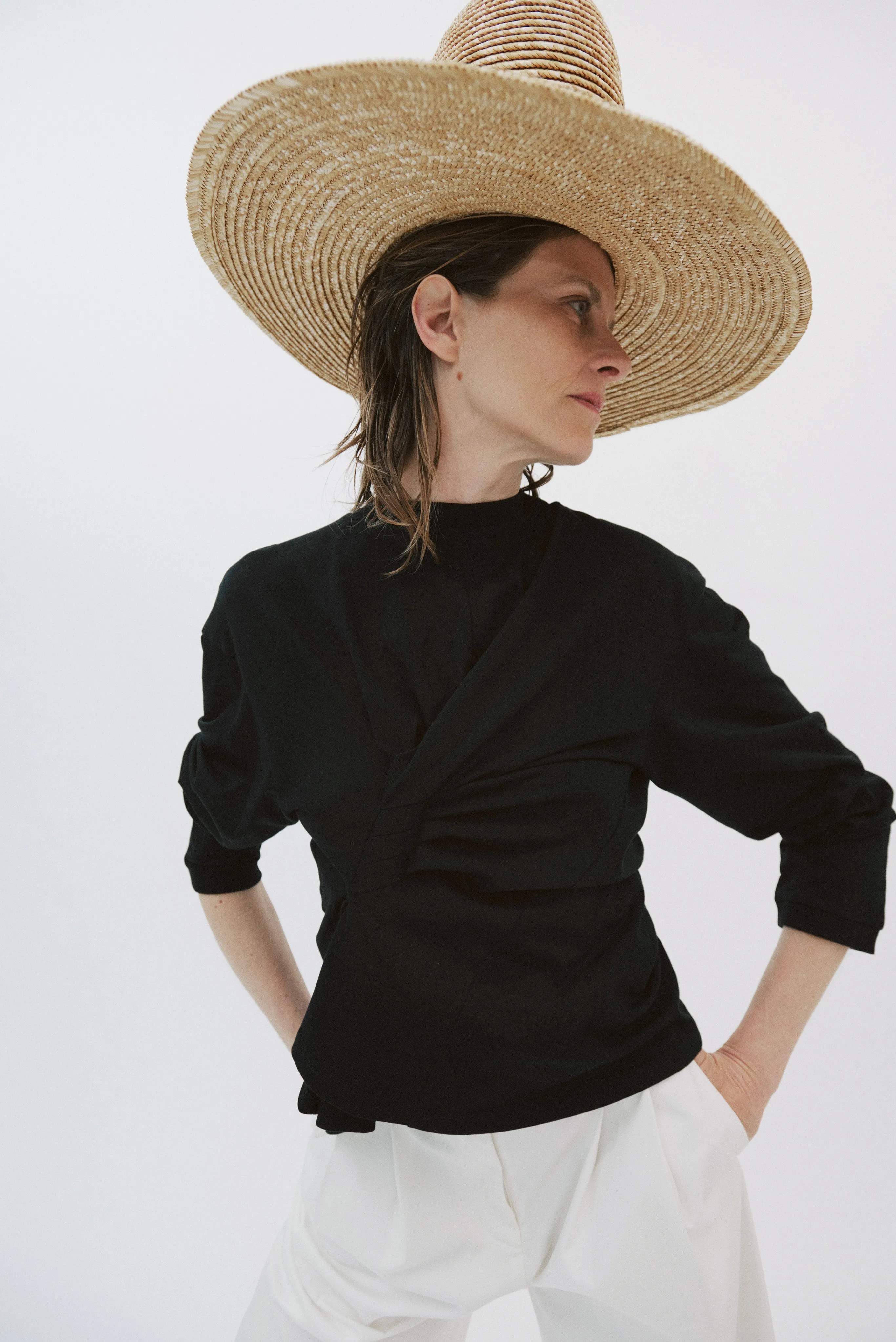 Longsleeve Knotted Jersey Top Black