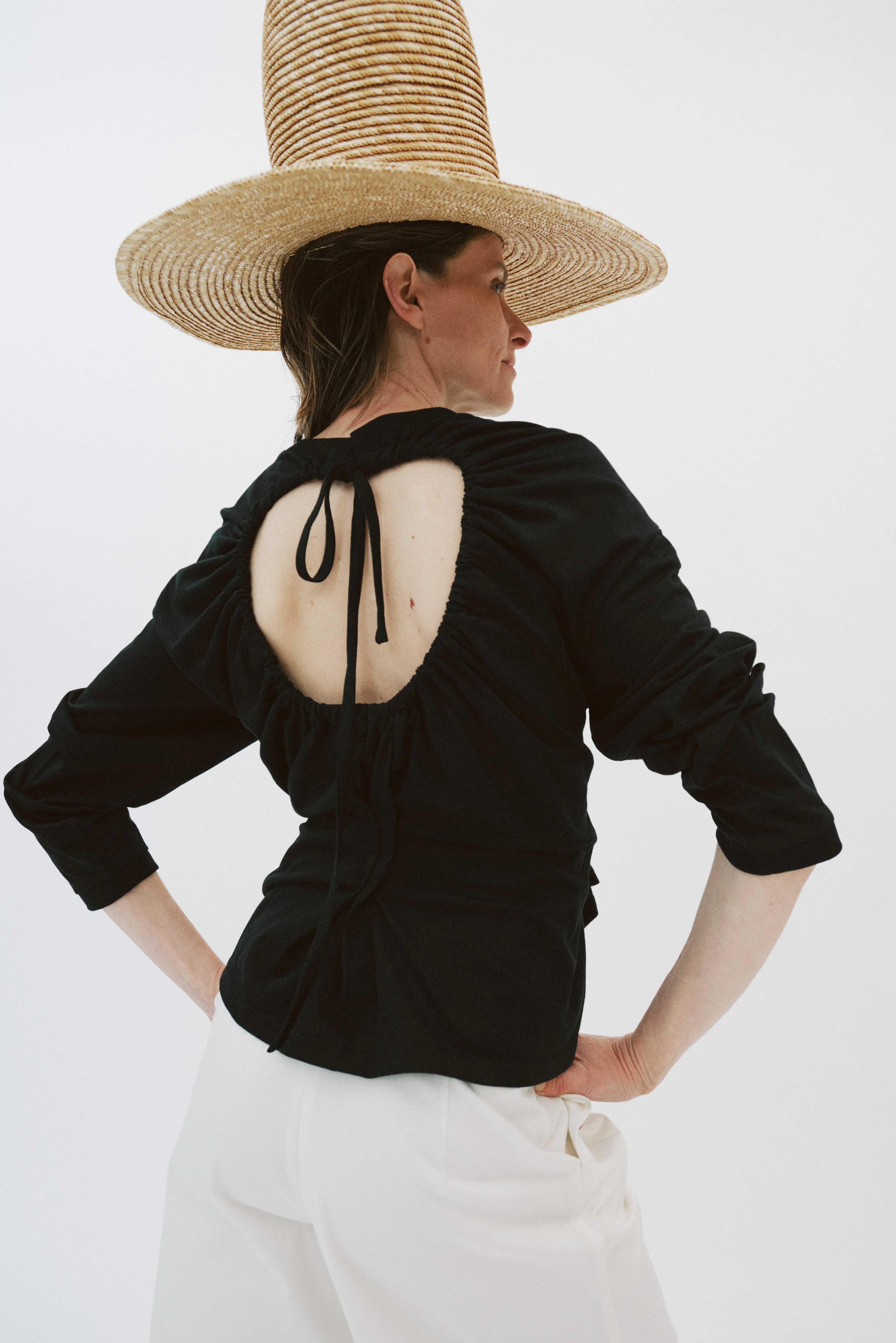 Longsleeve Knotted Jersey Top Black