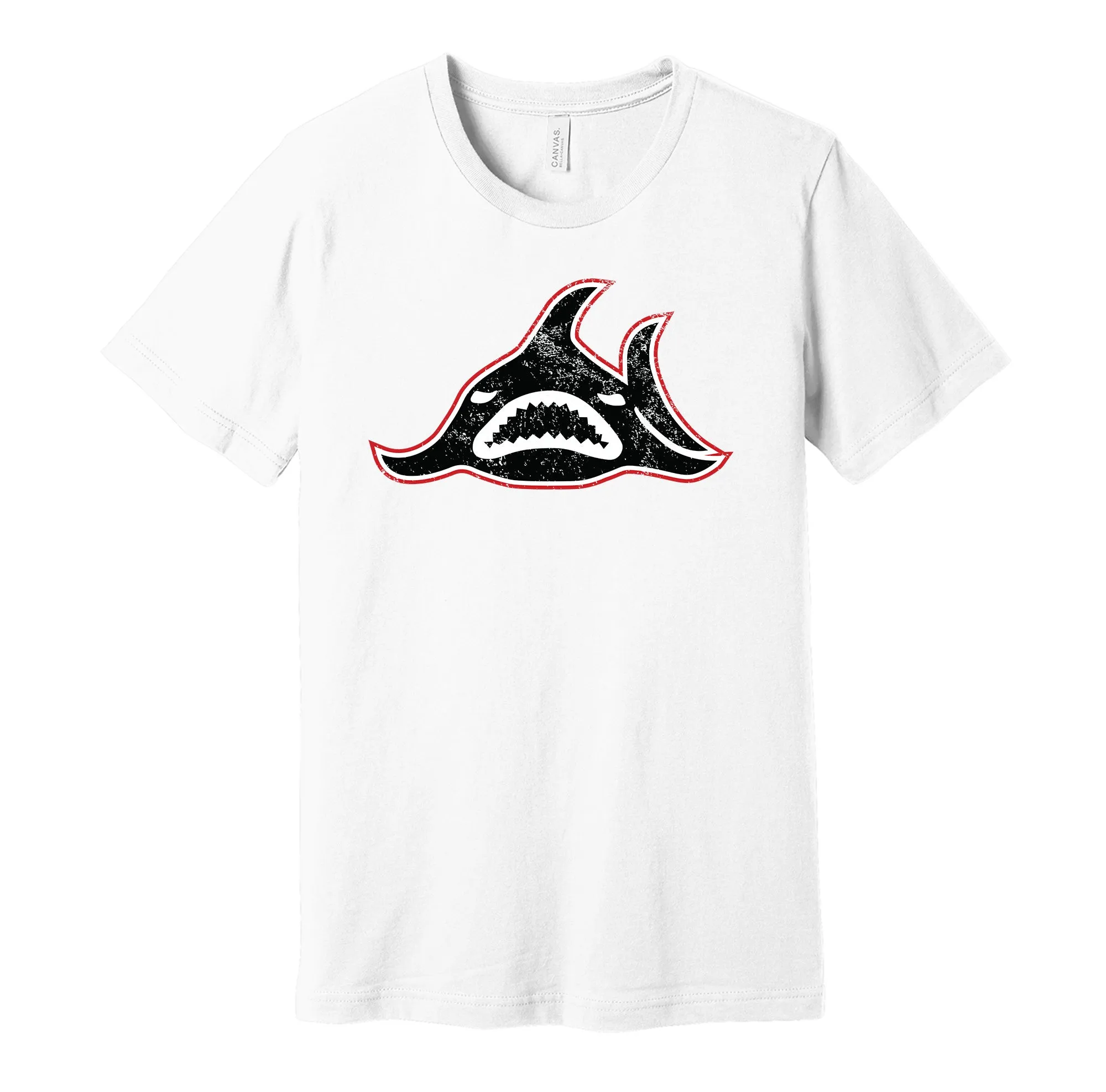 Los Angeles Sharks Distressed Logo - Defunct WHA Sports Team Shirt - Celebrate Hockey Heritage and History - Hyper Than Hype Shirts