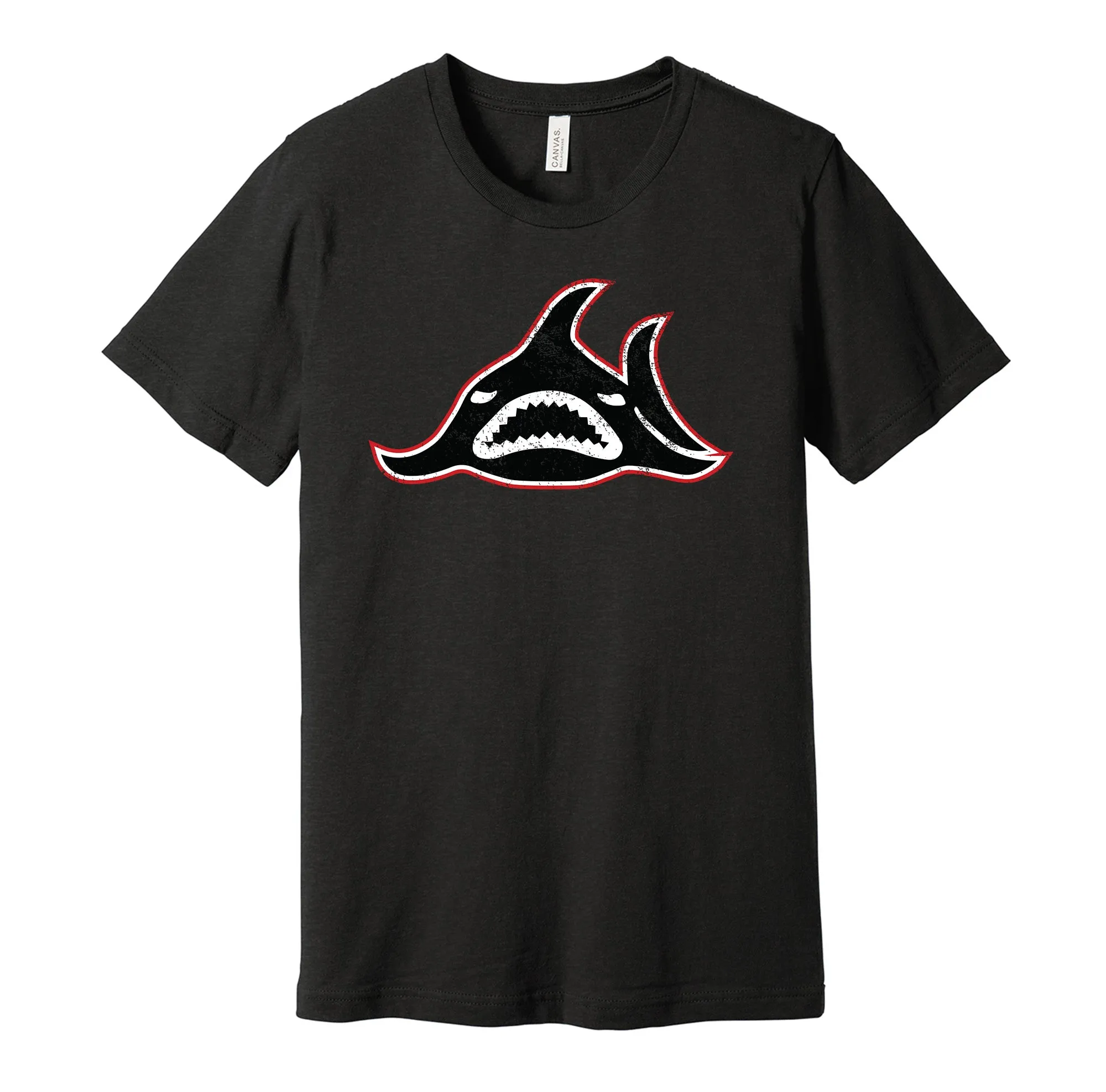 Los Angeles Sharks Distressed Logo - Defunct WHA Sports Team Shirt - Celebrate Hockey Heritage and History - Hyper Than Hype Shirts