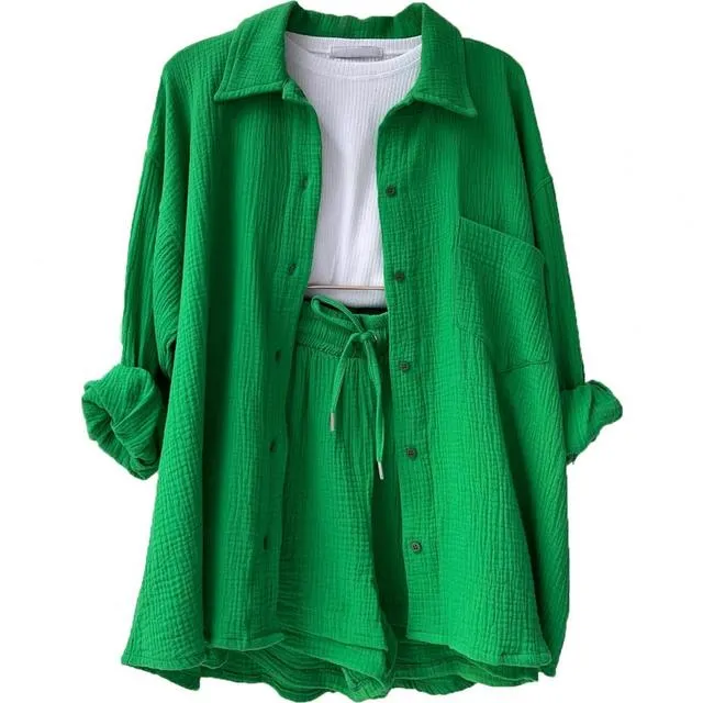 Lucia – Women's Oversized Blouse & Shorts Set