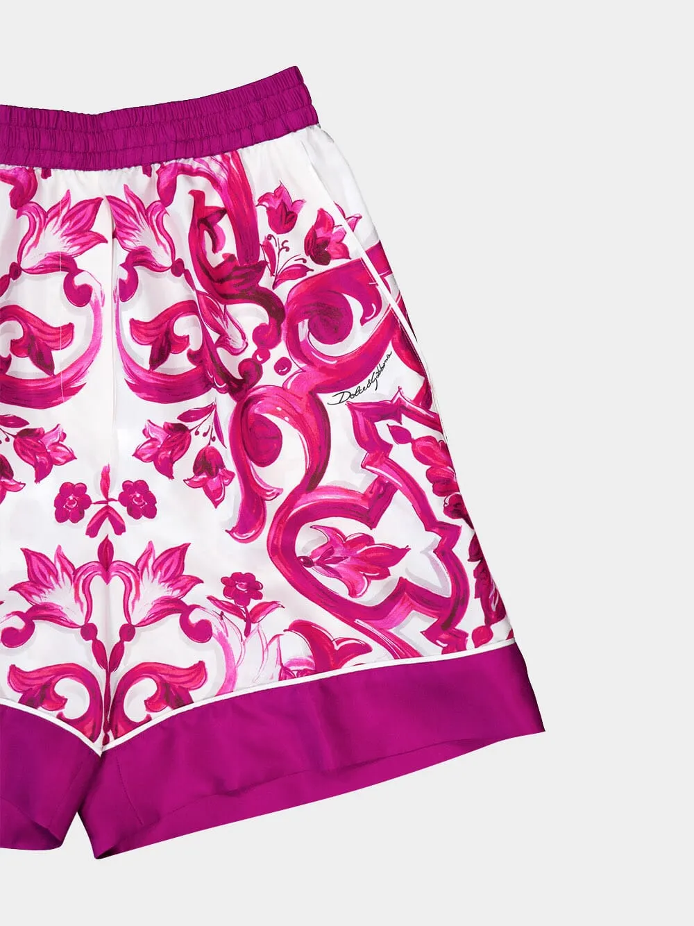 Majolica-Print Silk Shorts