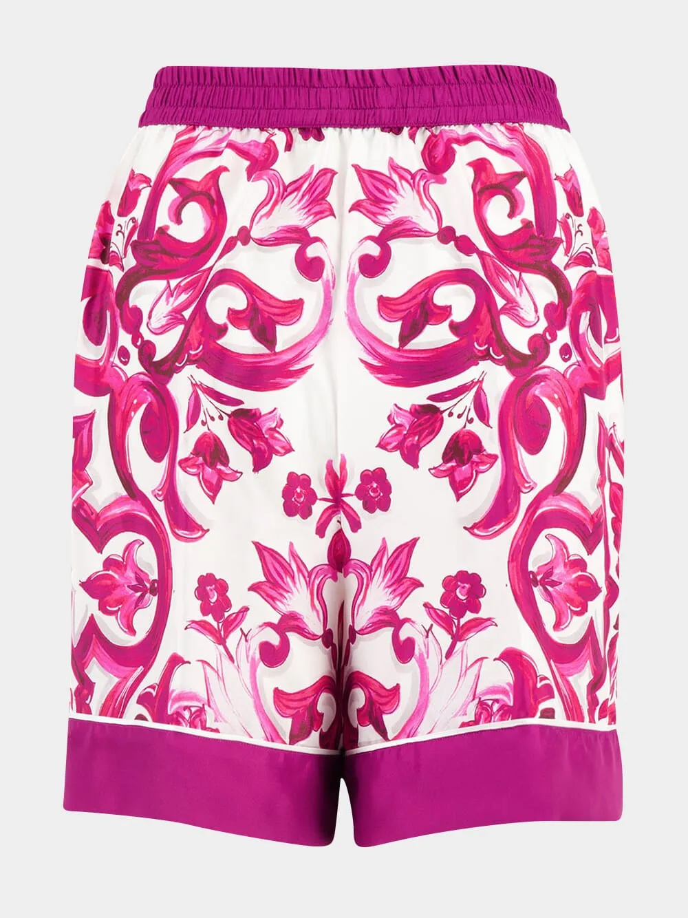 Majolica-Print Silk Shorts