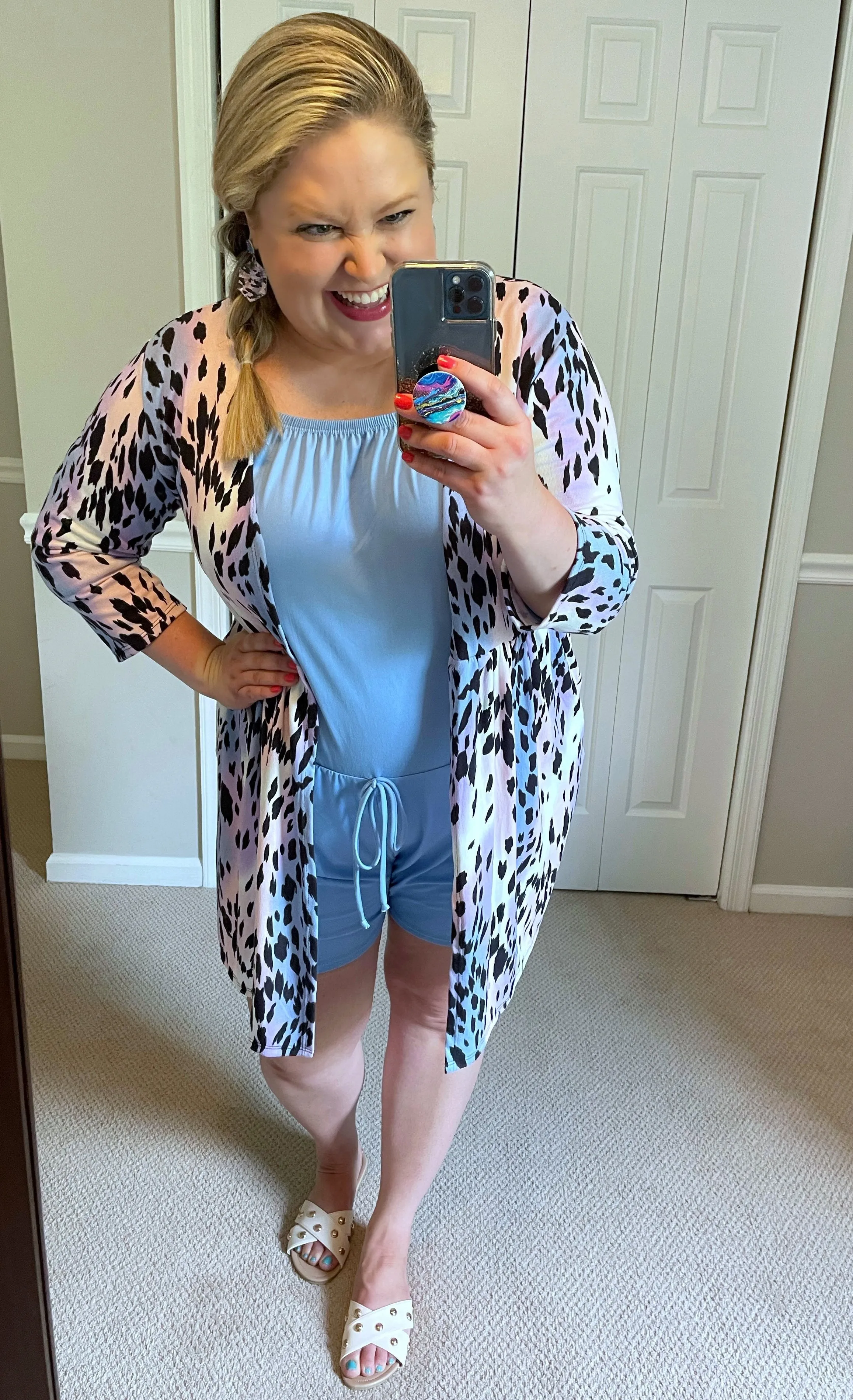 Malibu Off-the-Shoulder Romper in Powder Blue