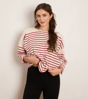 Marianne Oversized Breton Tee - Red Stripe | Loup