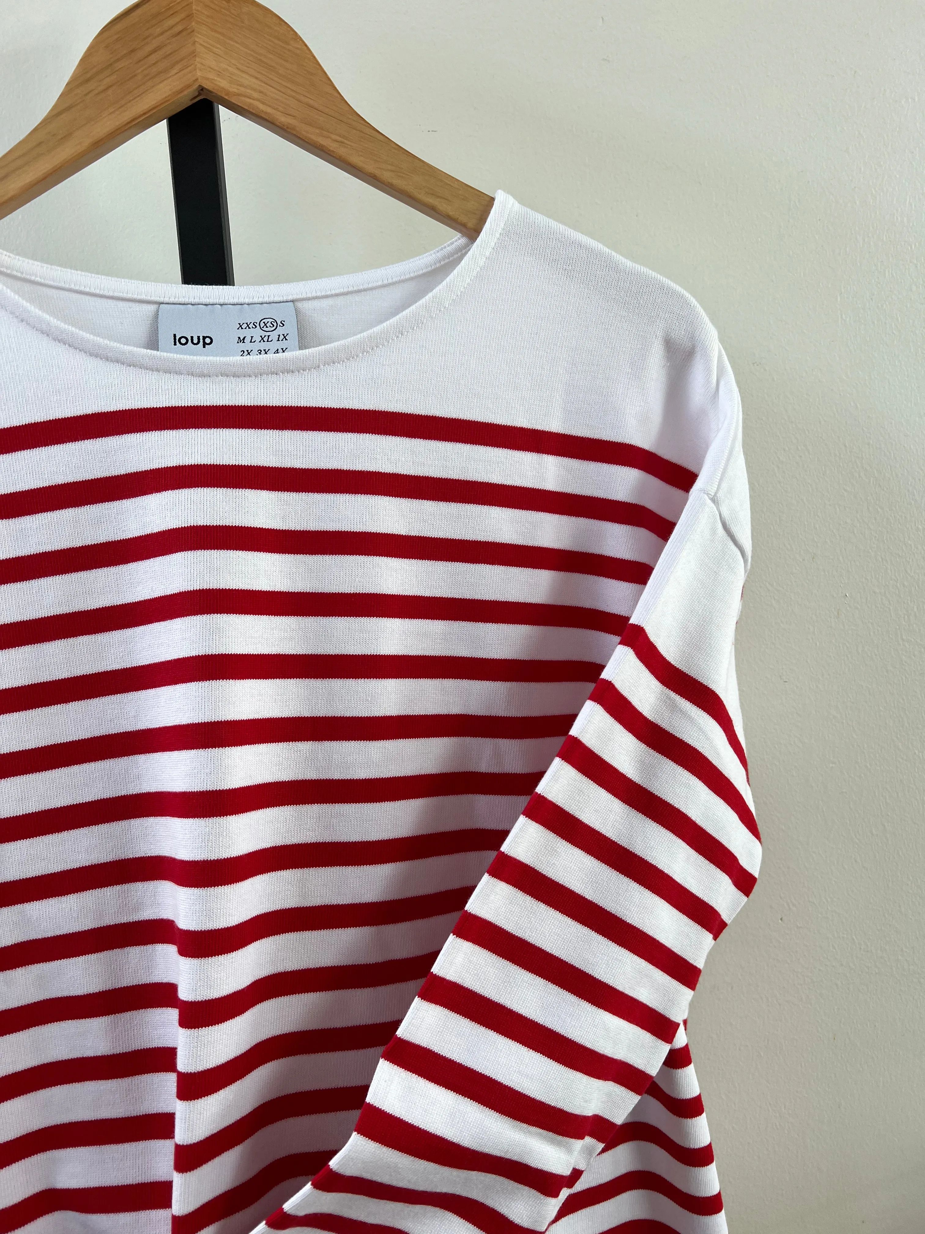 Marianne Oversized Breton Tee - Red Stripe | Loup
