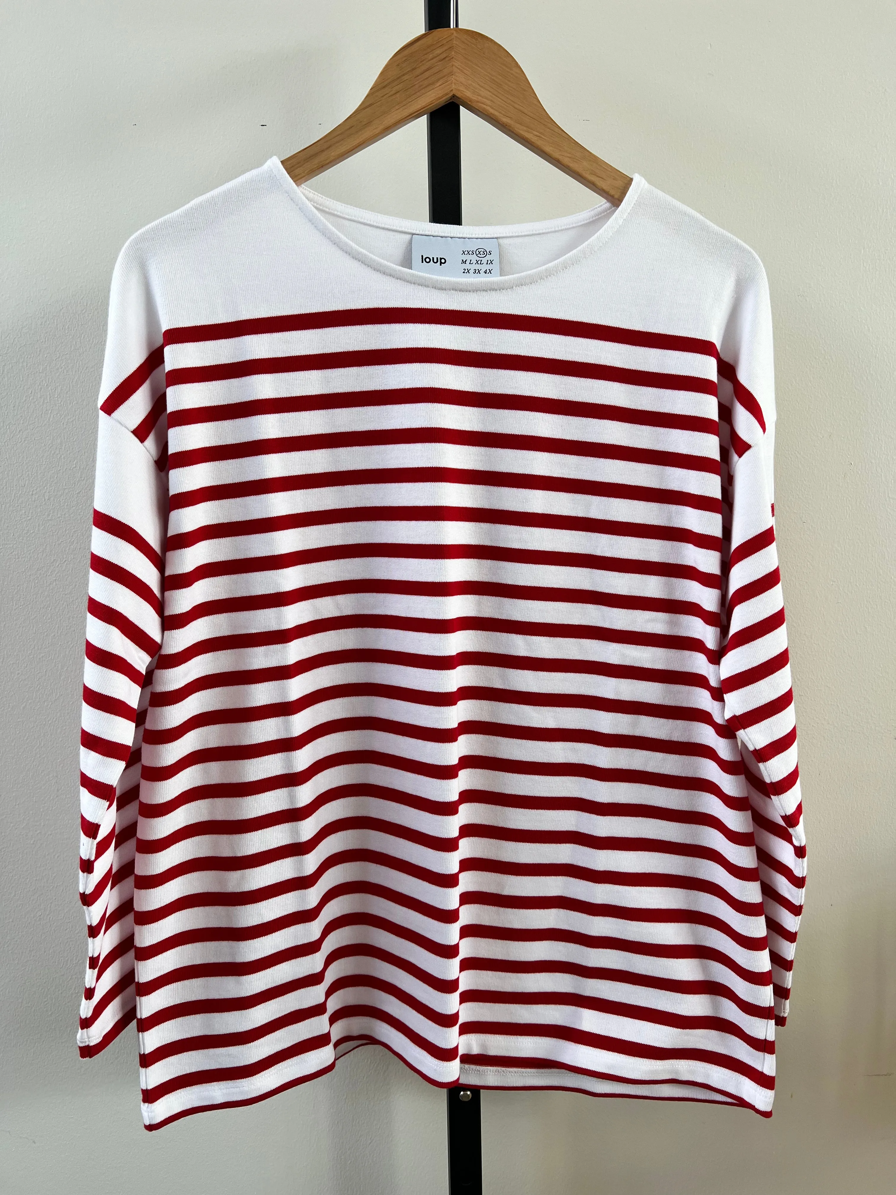Marianne Oversized Breton Tee - Red Stripe | Loup