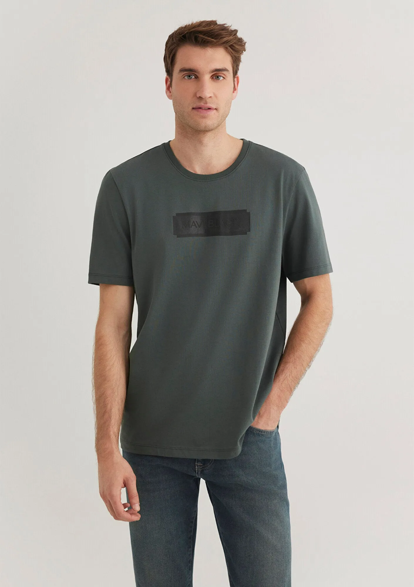 Mavi Black Printed Green T-Shirt