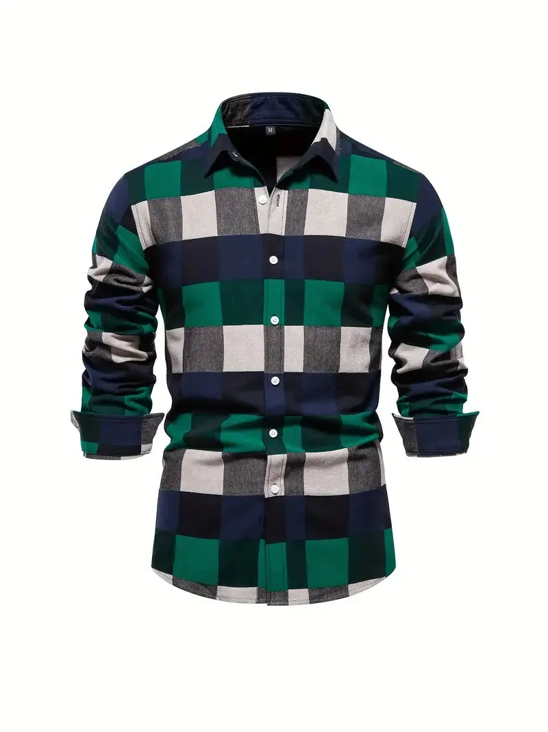 Men's John color-blocked long-sleeve button-down shirt