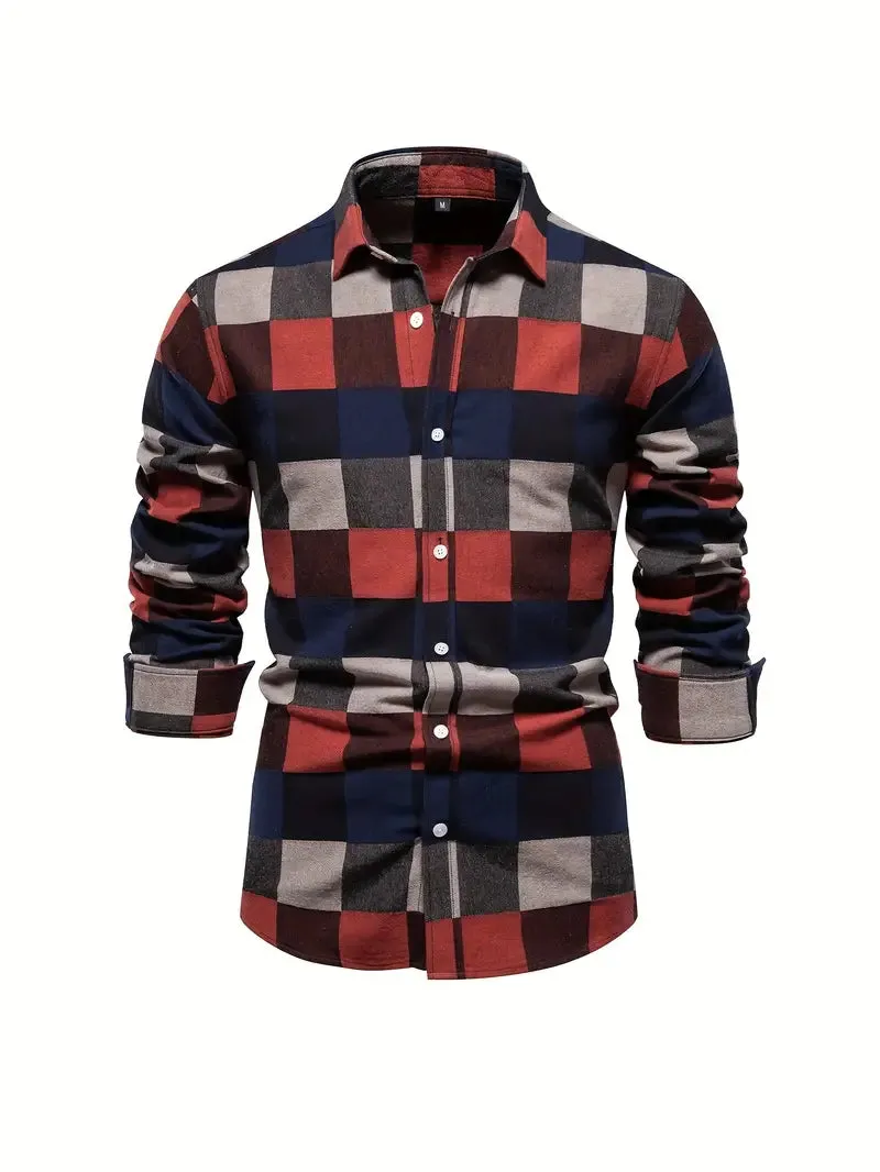 Men's John color-blocked long-sleeve button-down shirt