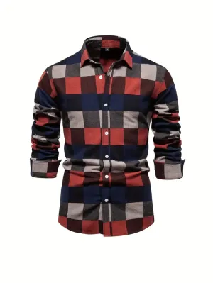 Men's John color-blocked long-sleeve button-down shirt