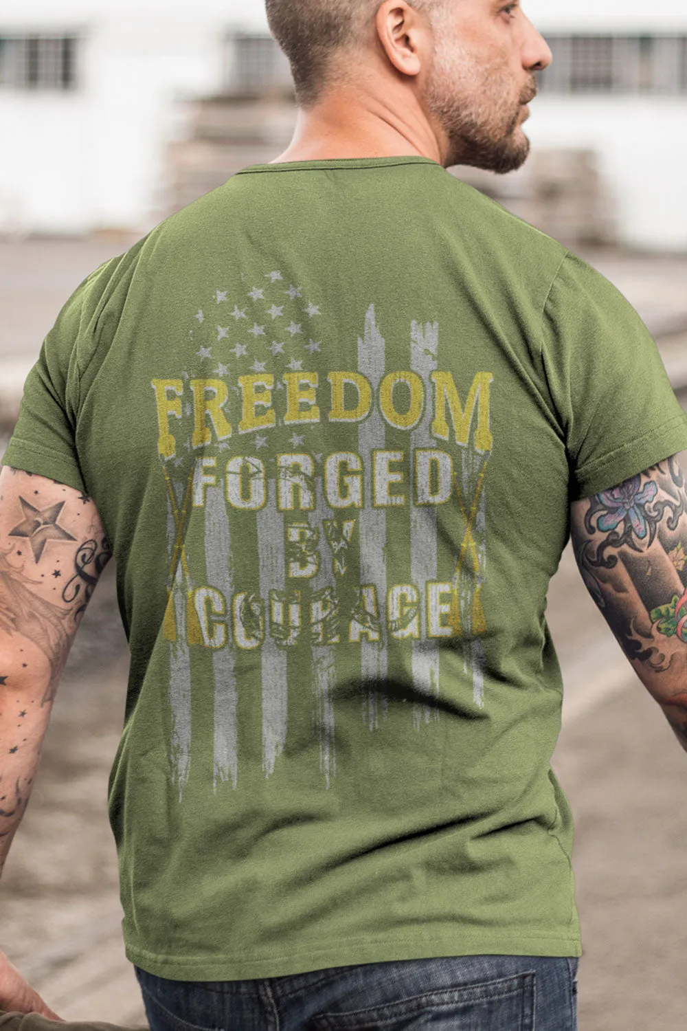 Men's T-Shirt FREEDOM FORGED BY COURAGE (Made in the USA)