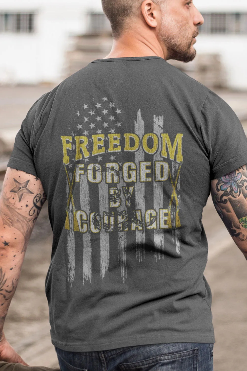 Men's T-Shirt FREEDOM FORGED BY COURAGE (Made in the USA)