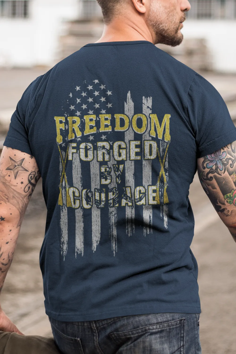 Men's T-Shirt FREEDOM FORGED BY COURAGE (Made in the USA)