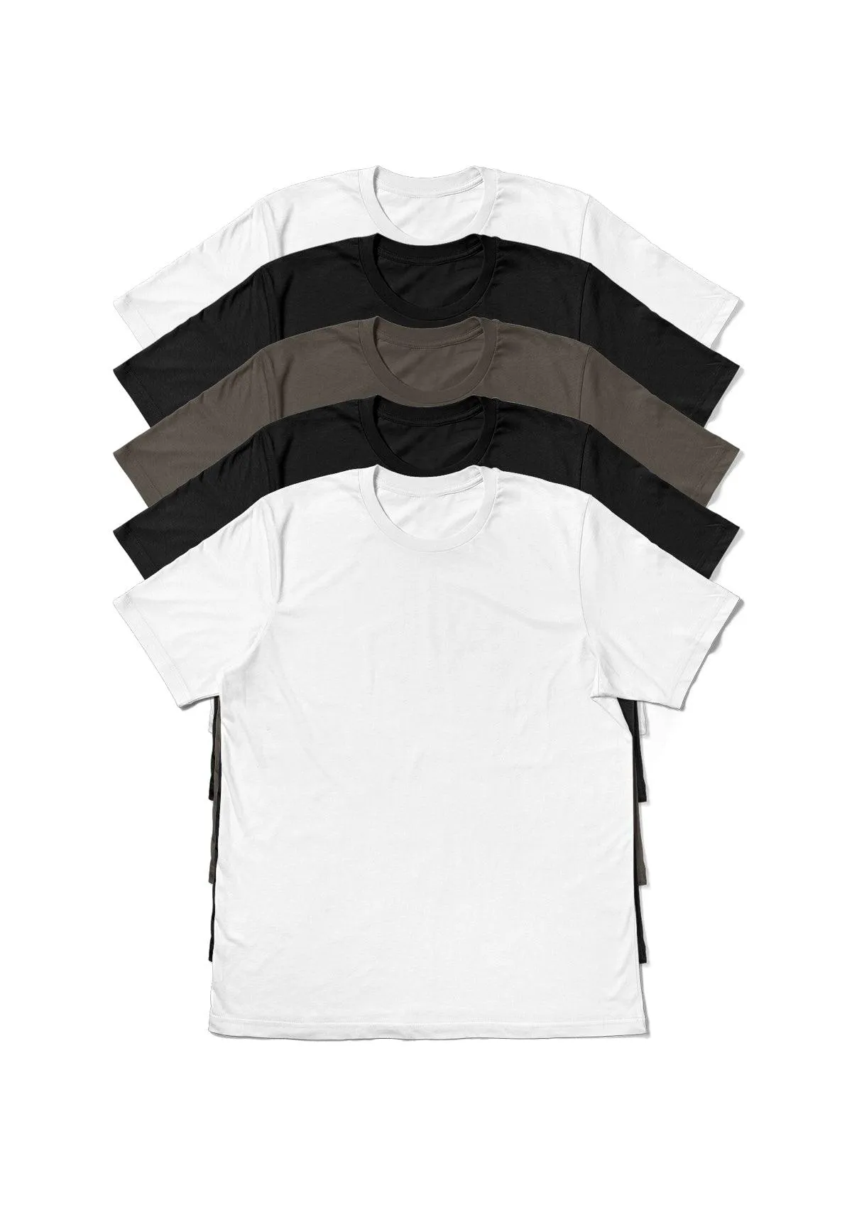 Mens T-Shirts Short Sleeve White, Black & Gray 5 Pack