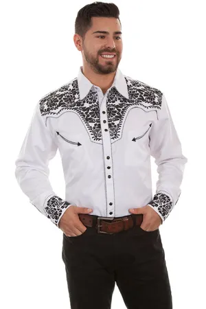 Men's Vintage Western Shirt Collection: Scully Gunfighter White & Black