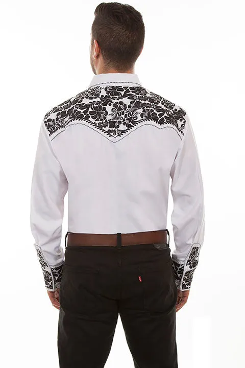 Men's Vintage Western Shirt Collection: Scully Gunfighter White & Black