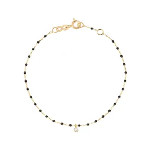 Mini Gigi 1 Diamond Black 6.7" Bracelet - Yellow Gold