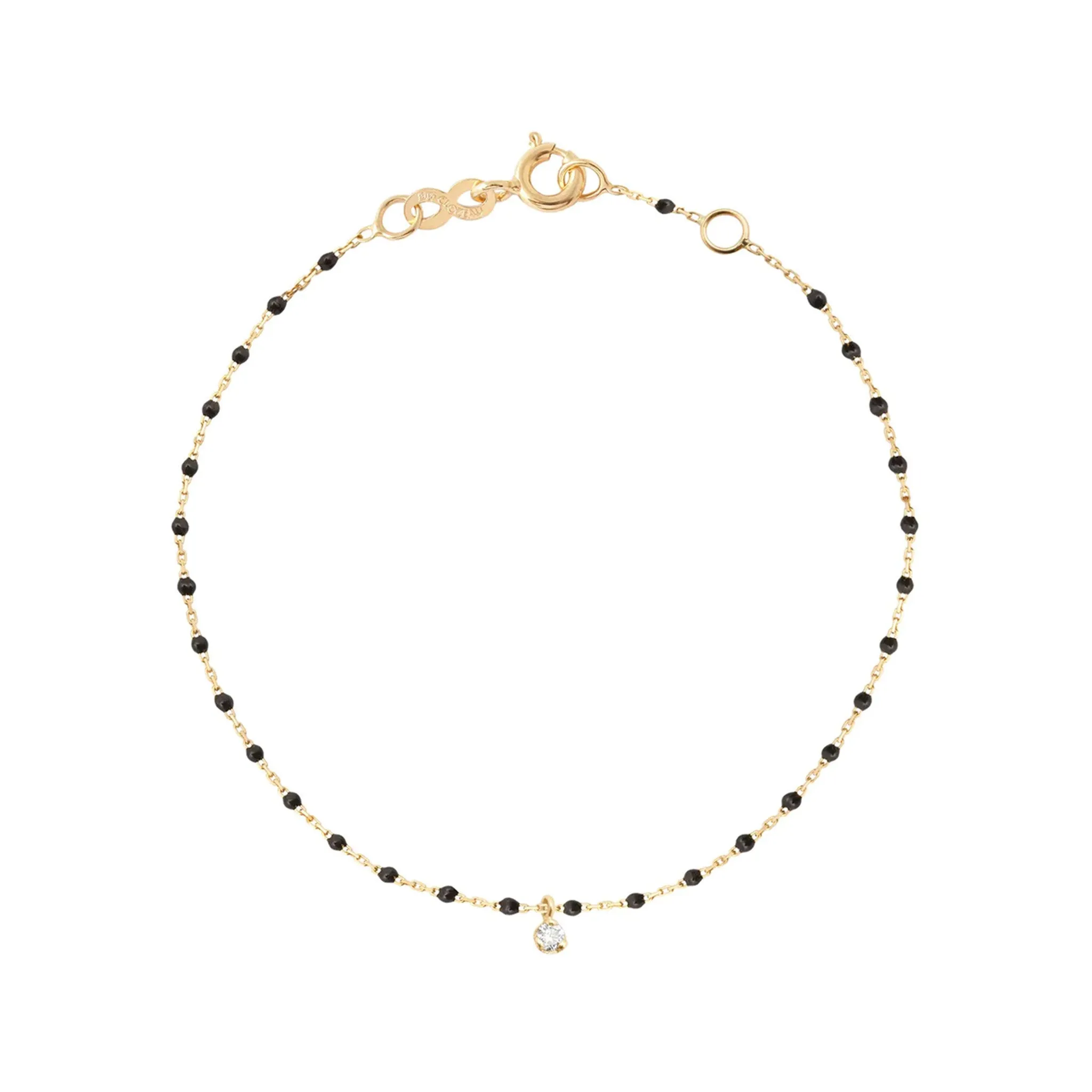 Mini Gigi 1 Diamond Black 6.7" Bracelet - Yellow Gold