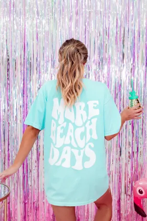 More Beach Days Oversized Graphic Tee - Aqua