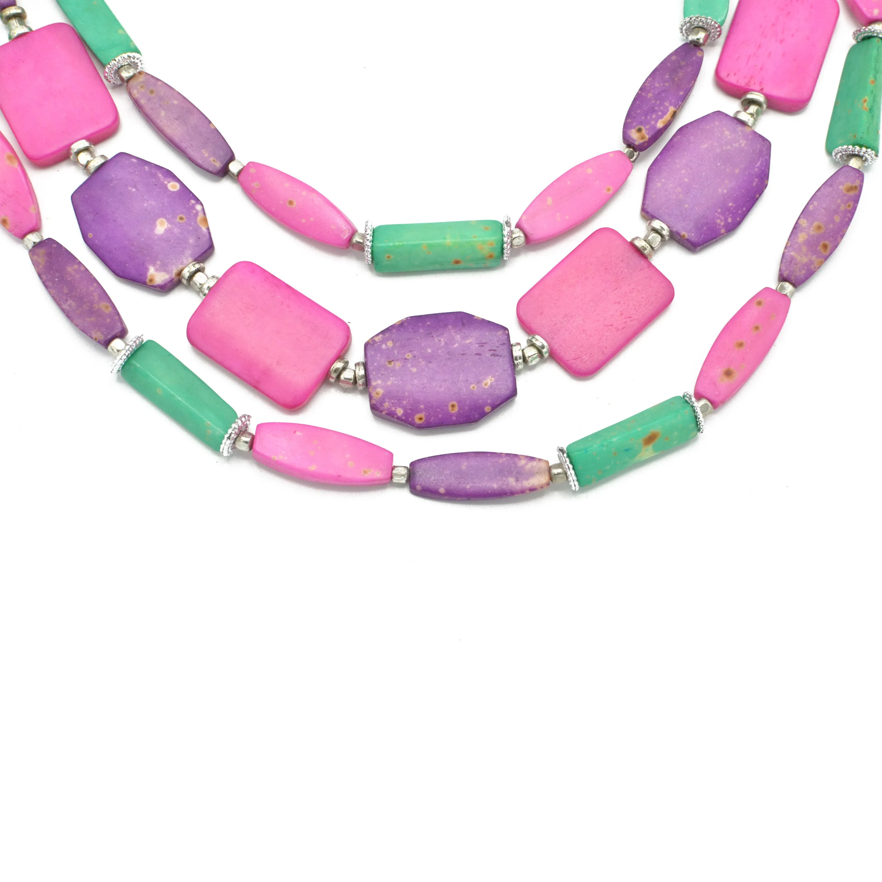 MULTI COLOR BEADS LAYERED NECKLACE#FWNK-1910-08 (RF22/DE6)