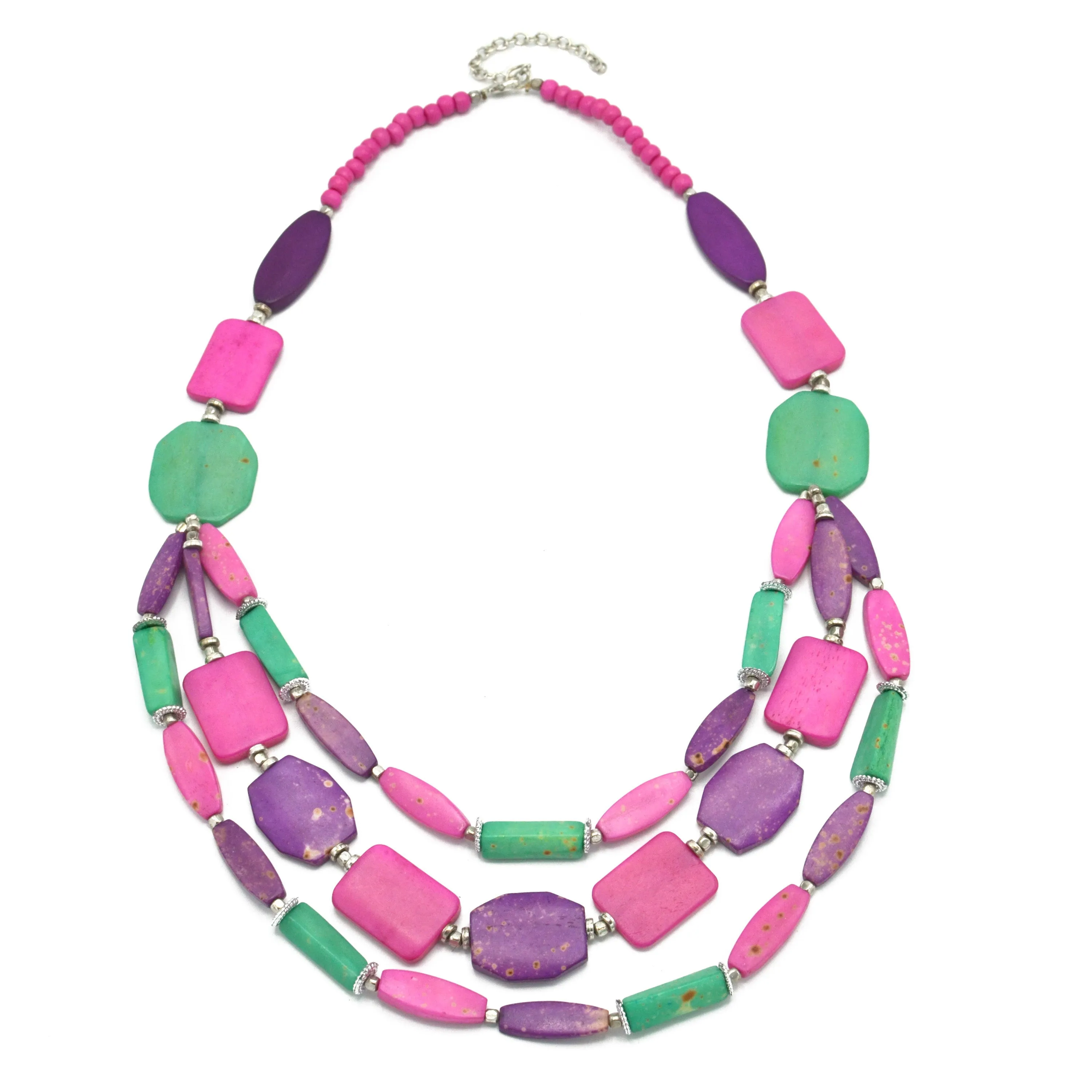 MULTI COLOR BEADS LAYERED NECKLACE#FWNK-1910-08 (RF22/DE6)