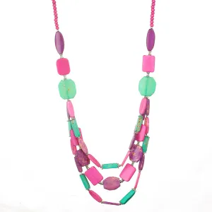 MULTI COLOR BEADS LAYERED NECKLACE#FWNK-1910-08 (RF22/DE6)
